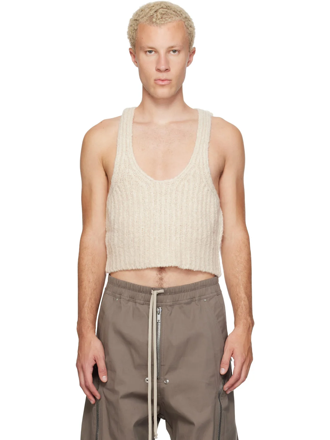 Beige Tower Knit Tank Top - 1
