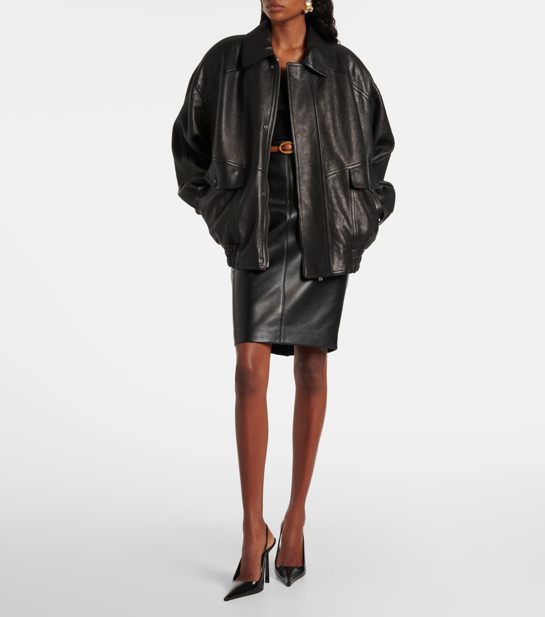 High-rise leather miniskirt - 2