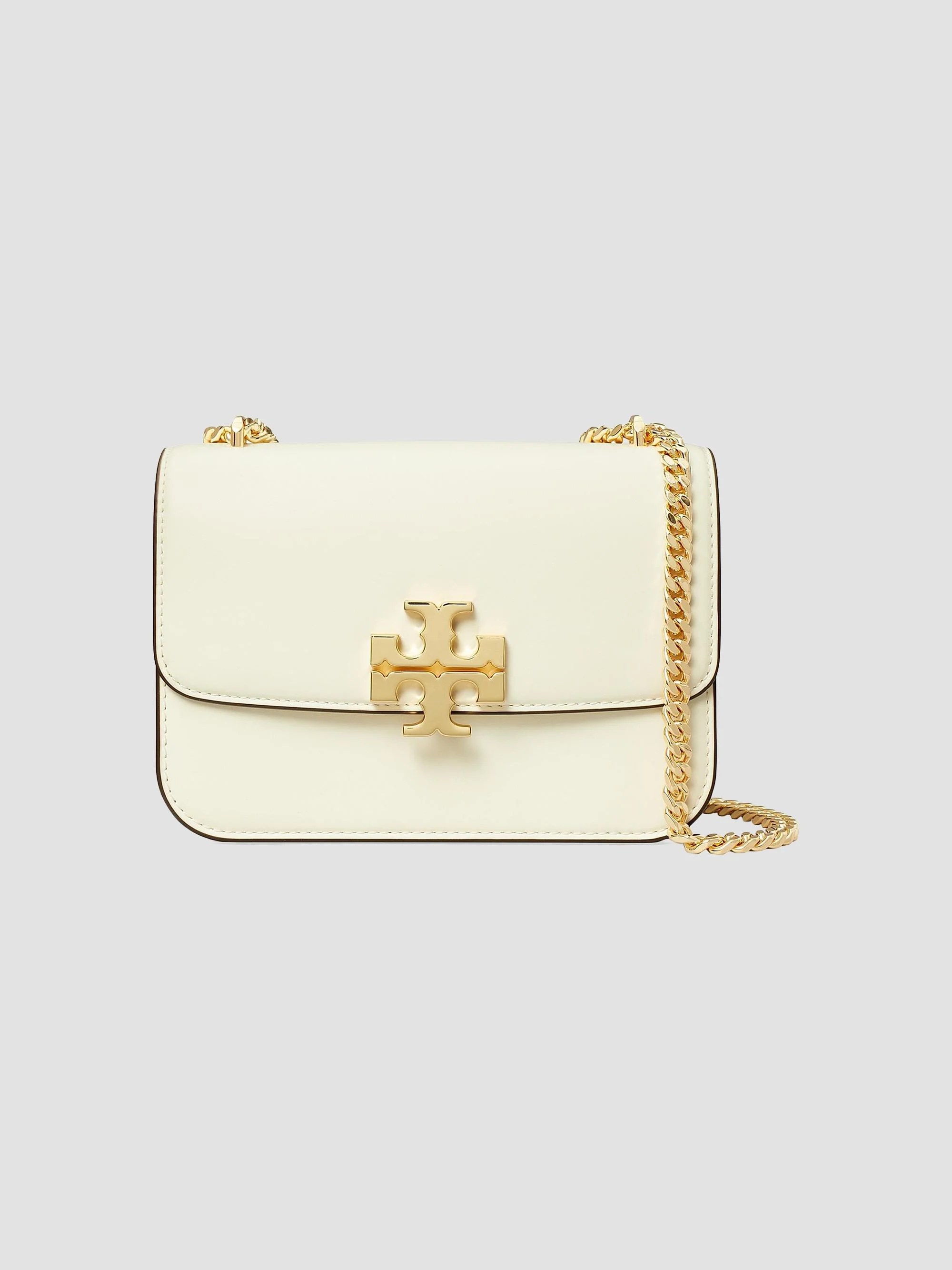 Women's Small Eleanor Square Leather Shoulder Bag - Warm White - 1