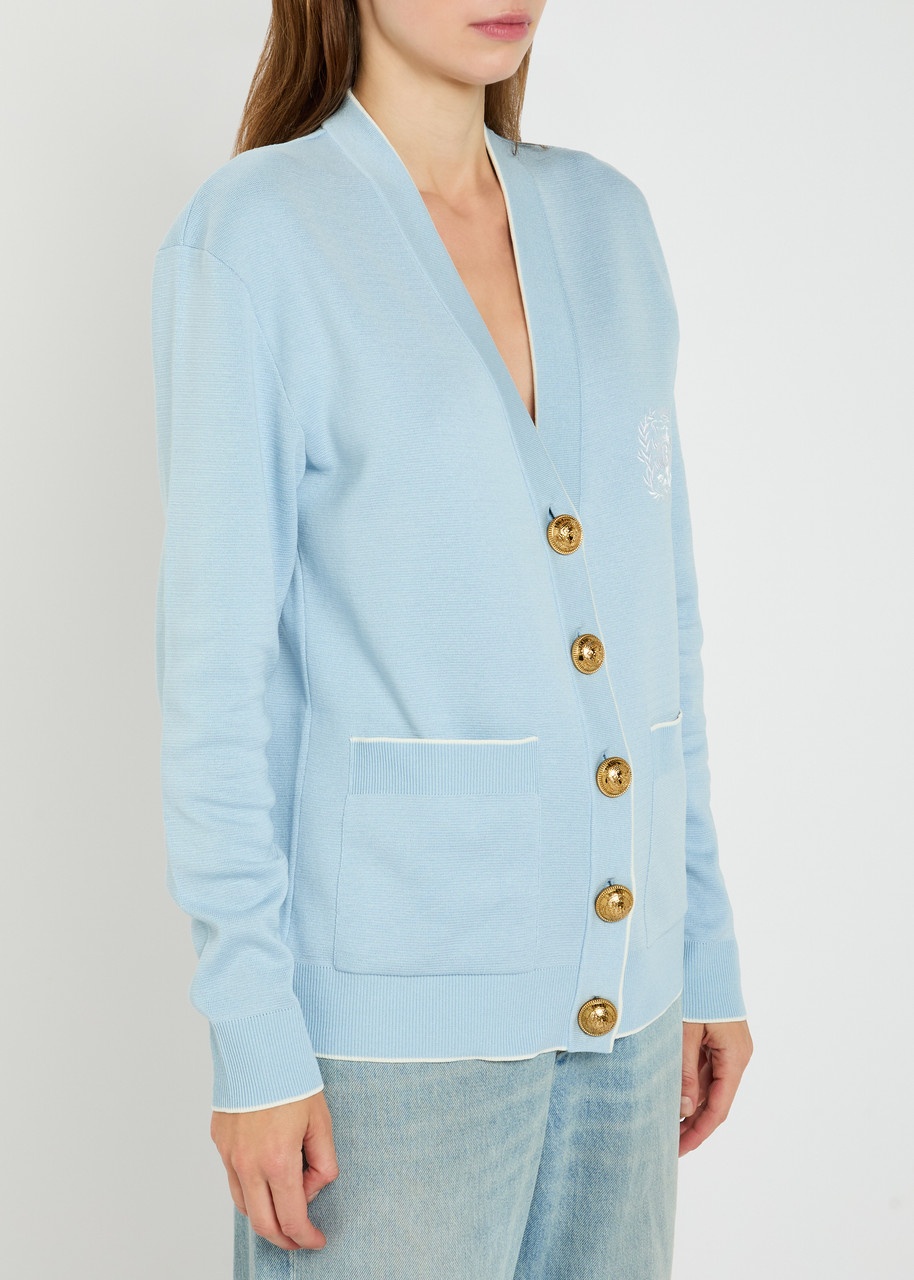 Balmain Emblem-embroidered Fine-knit Cardigan - 2