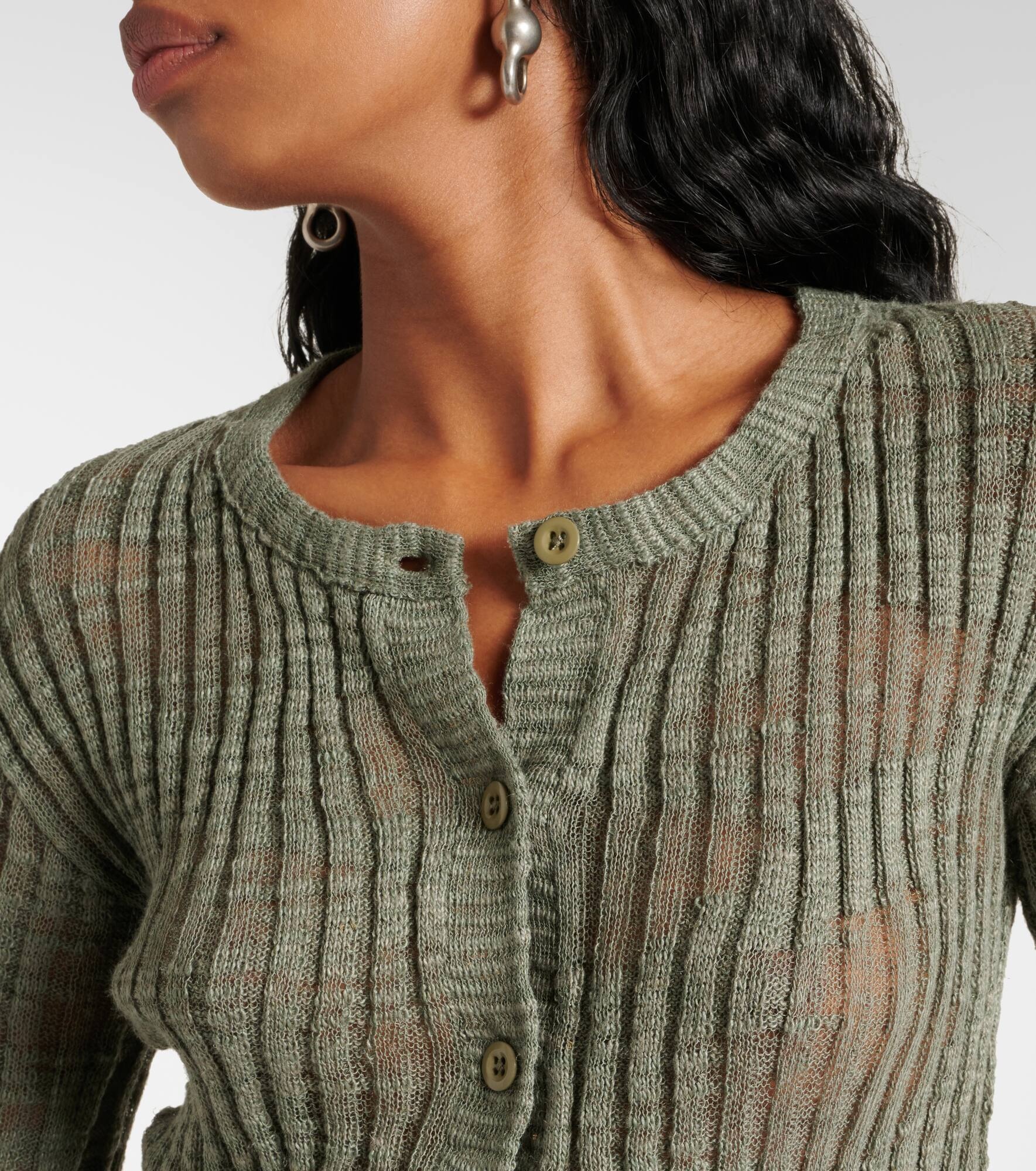 Linen-blend cardigan - 4