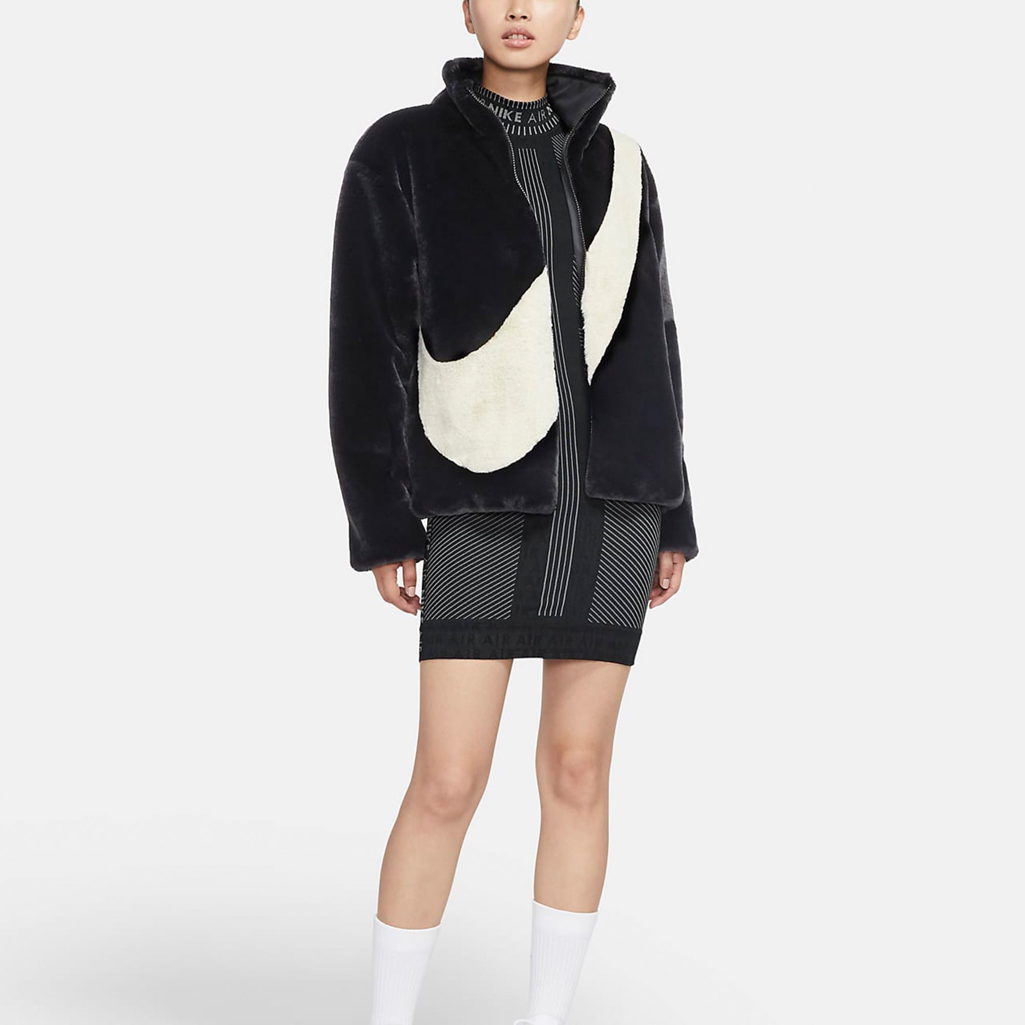 (WMNS) Nike Sportswear Swoosh Large Logo Stay Warm Lamb's Wool Stand Collar Jacket Autumn Asia Editi - 3