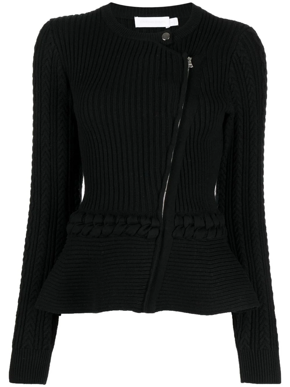 knitted peplum biker jacket - 1