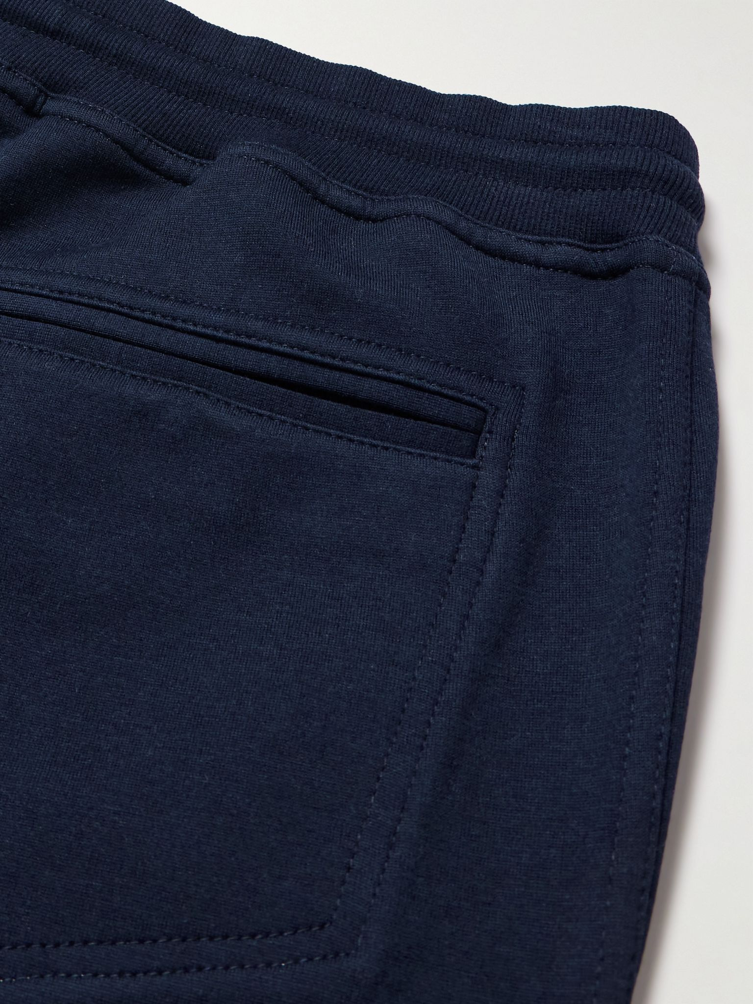 Tapered Cotton-Blend Jersey Sweatpants Blue - 5