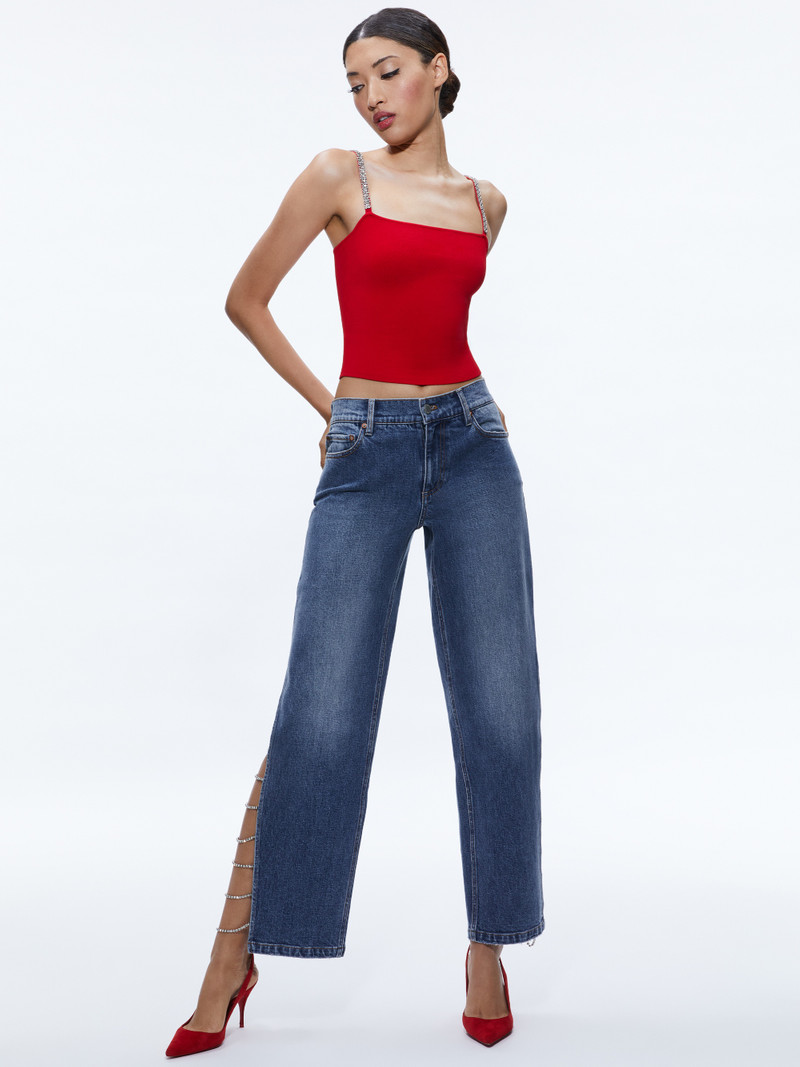 Alice + Olivia GAYLE EMBELLISHED SIDE JEAN outlook