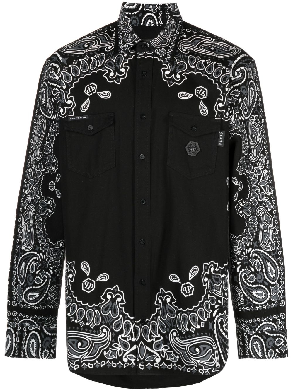 PHILIPP PLEIN paisley-print denim shirt | REVERSIBLE