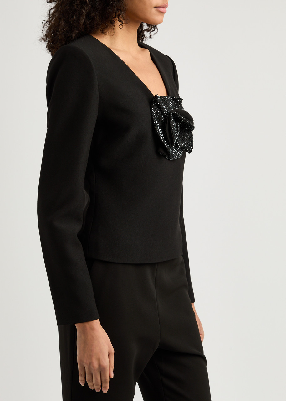 Roland Mouret Floral-embellished Crepe top - 2