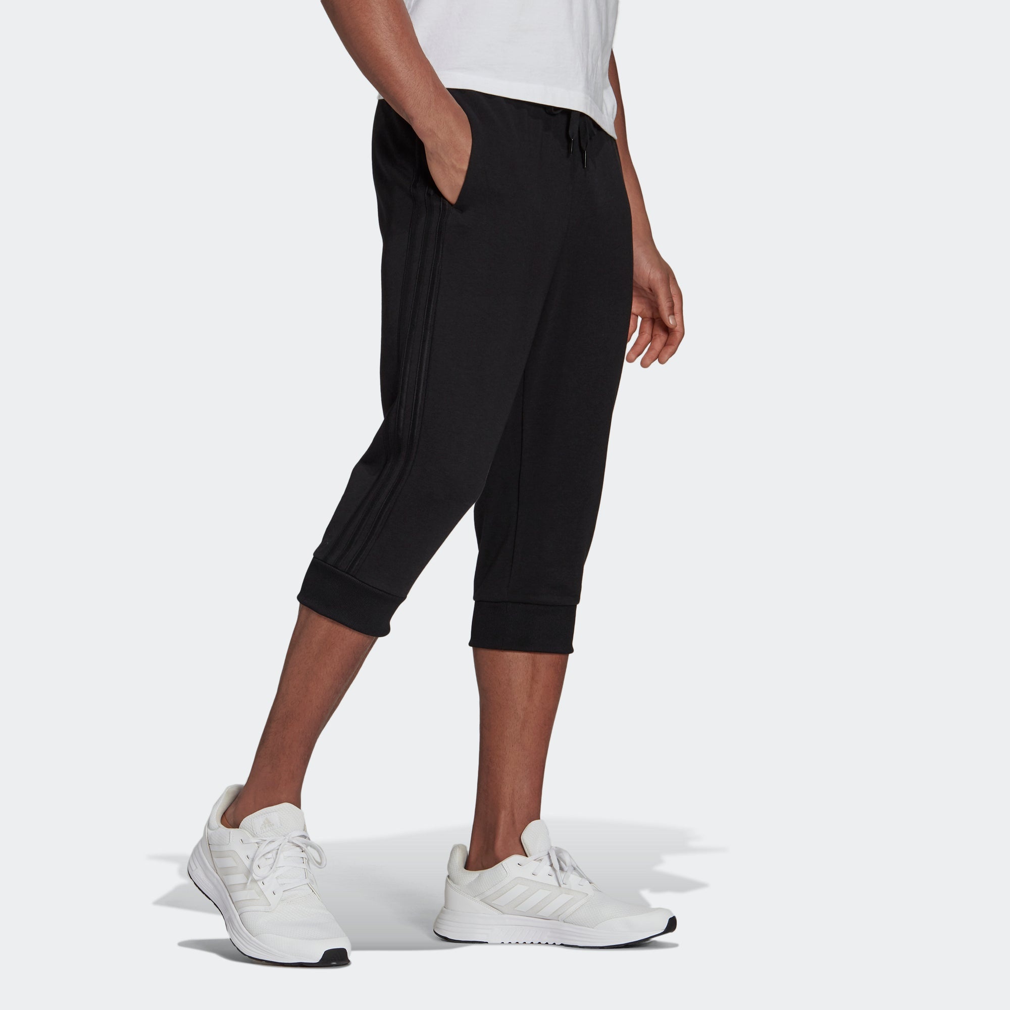 adidas M 3s Ft Tc 34pt Embroidered Logo Stripe Knit Bundle Feet Cropped Pants Black GK8990 - 5