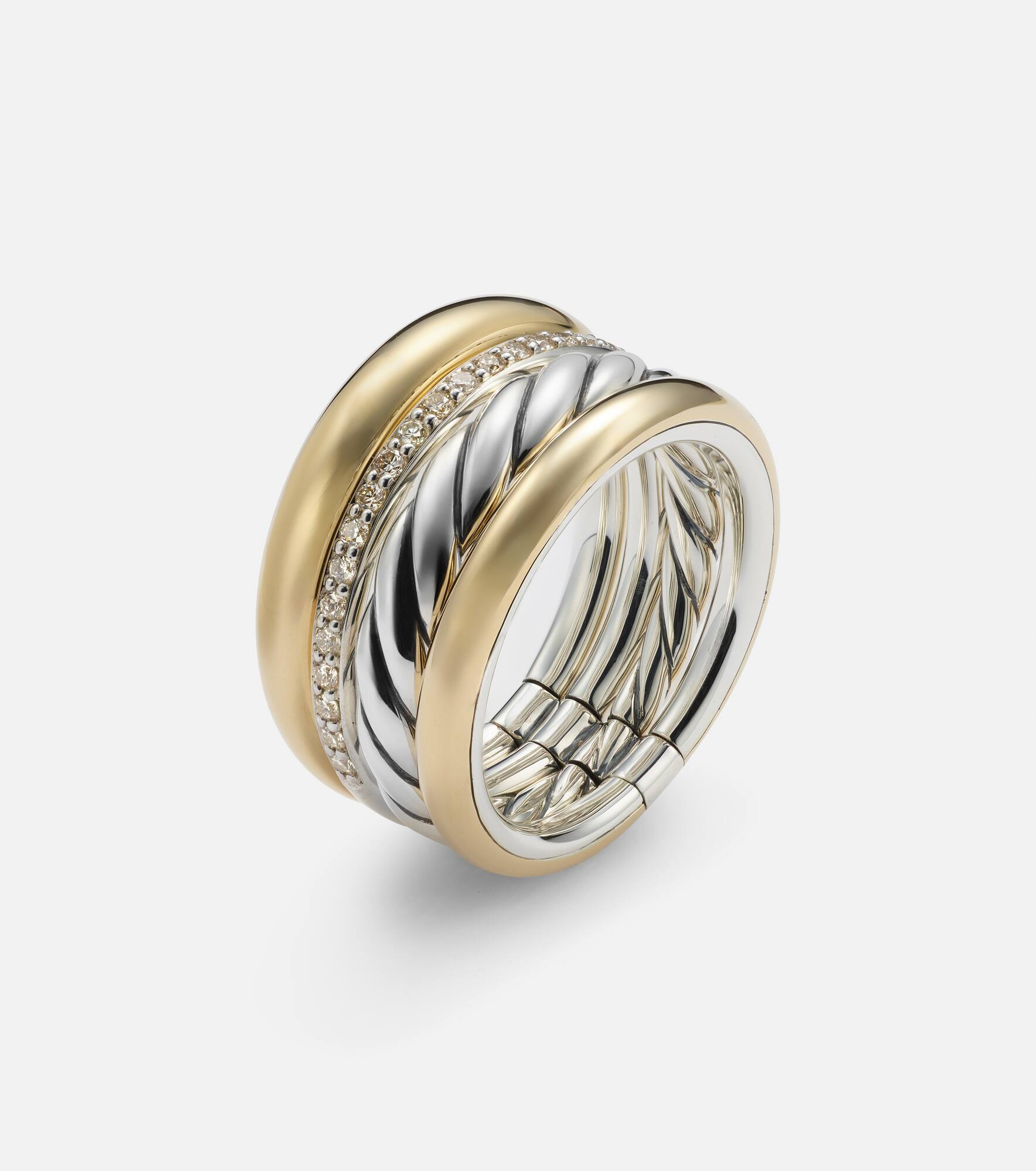 DY Mercer® 18kt gold and sterling silver ring with diamonds - 4