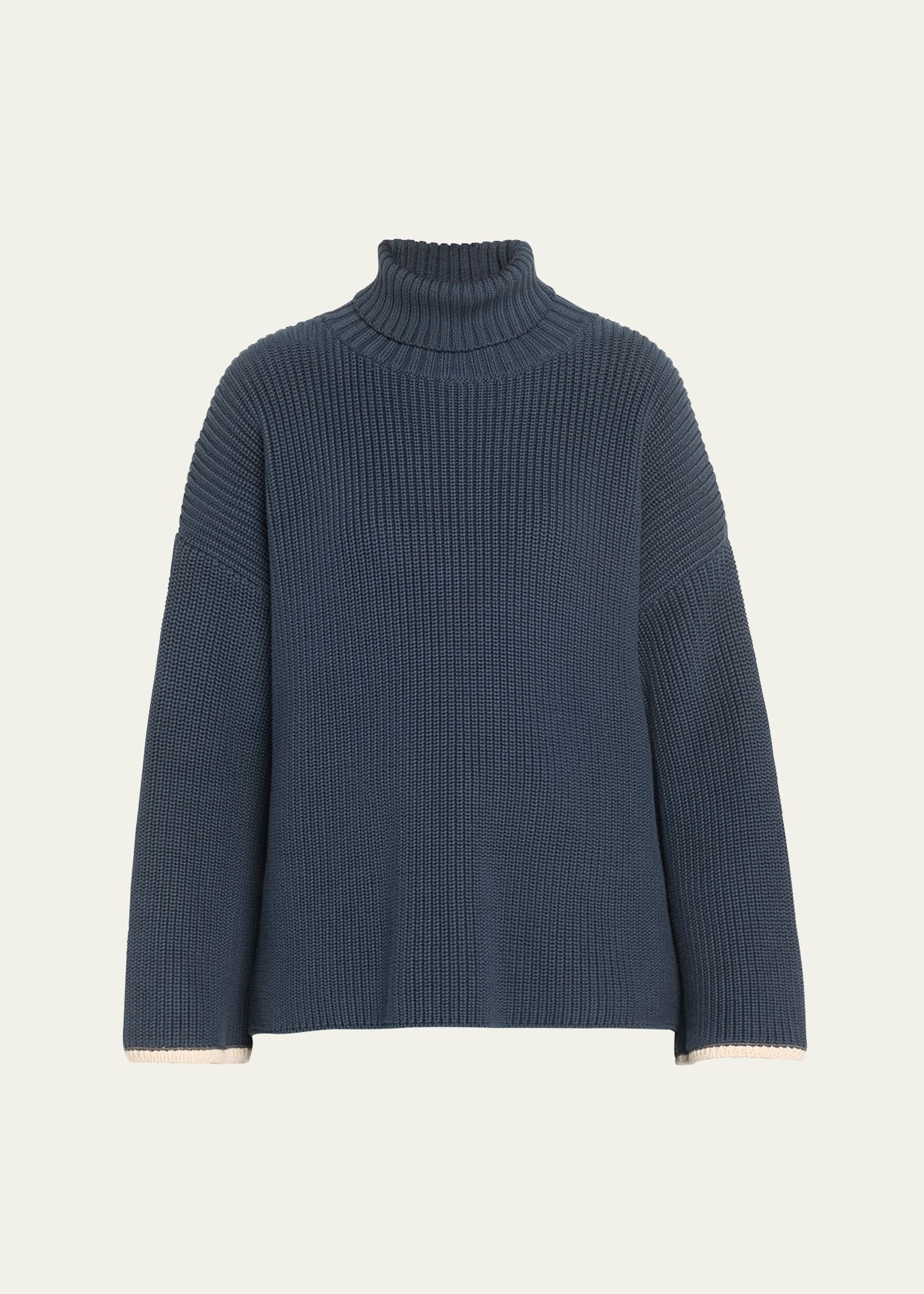 Exaggerated-Sleeve Ribbed Turtleneck Sweater - 1