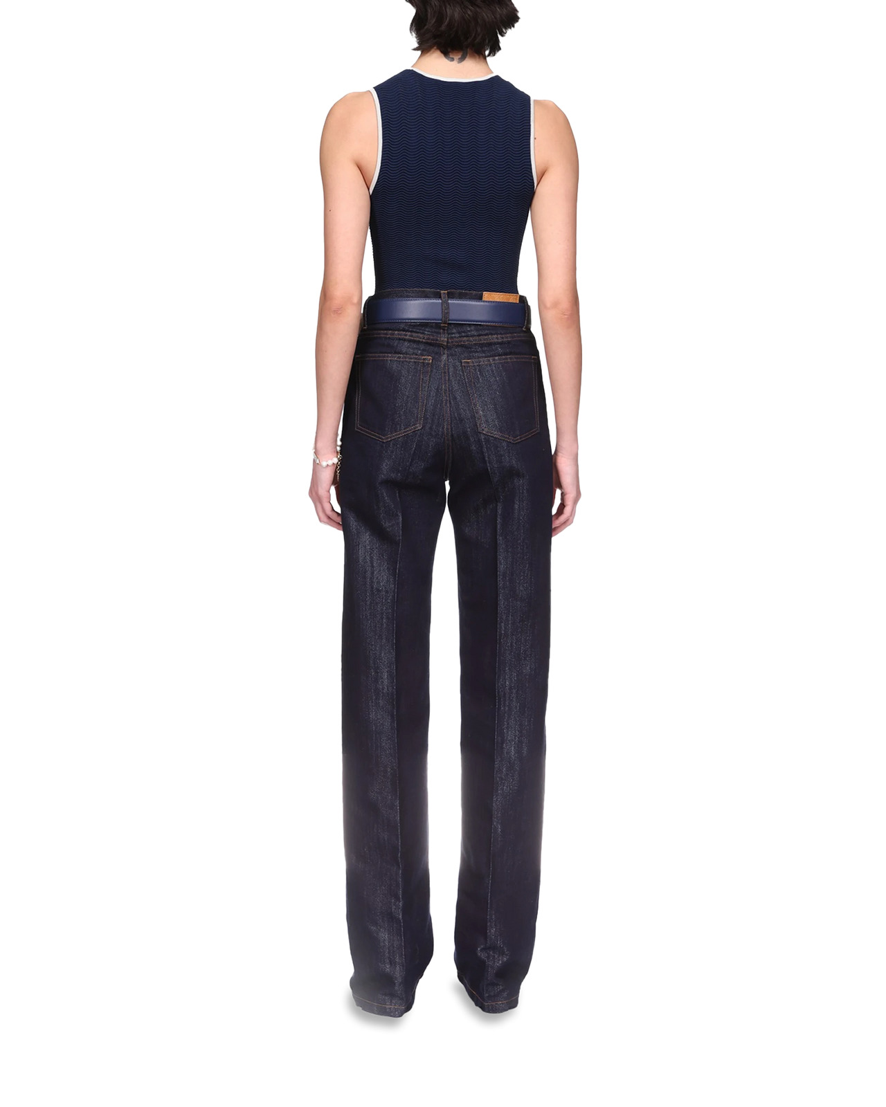 Washed Indigo Silver Lurex Jeans | Casablanca Paris - 4