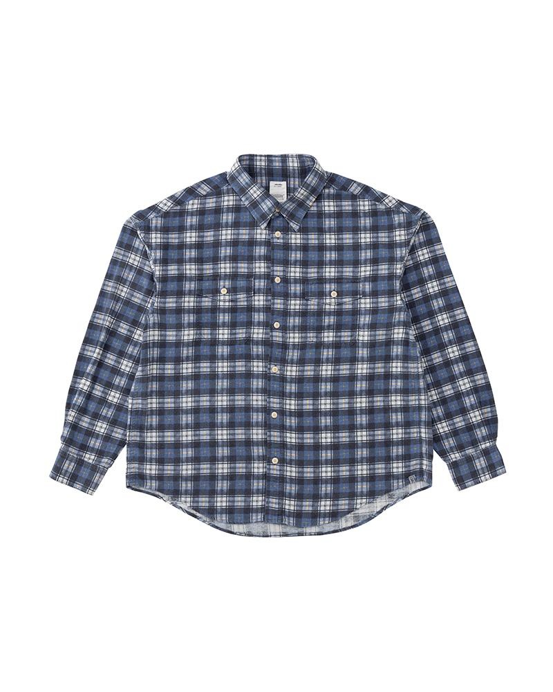 visvim PIONEER KHADI CHECK L/S NAVY | REVERSIBLE