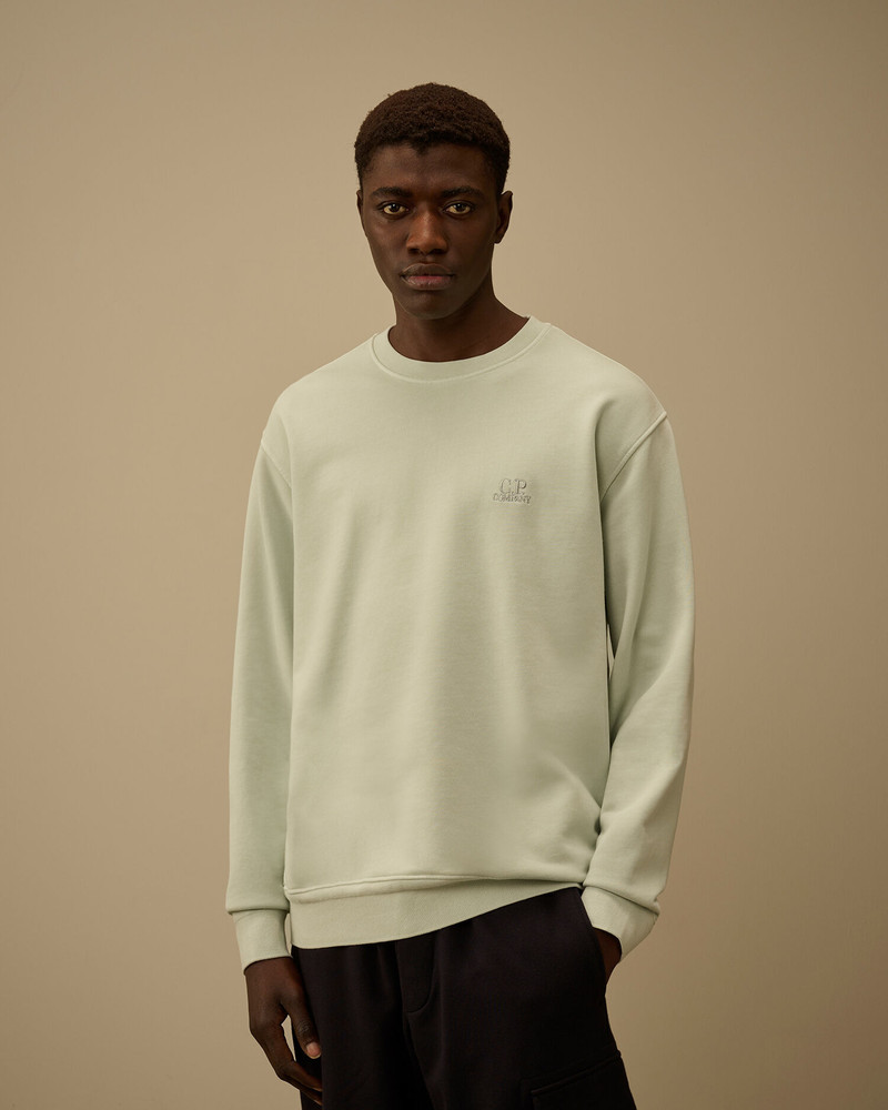 Cotton Diagonal Fleece Resist Dyed Crewneck Logo Sweatshirt 3