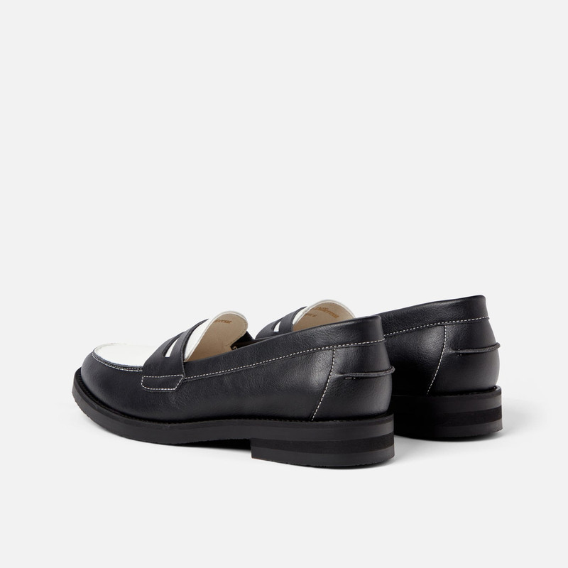 Wilde Black + White Vegan Penny Loafer - Women's 5
