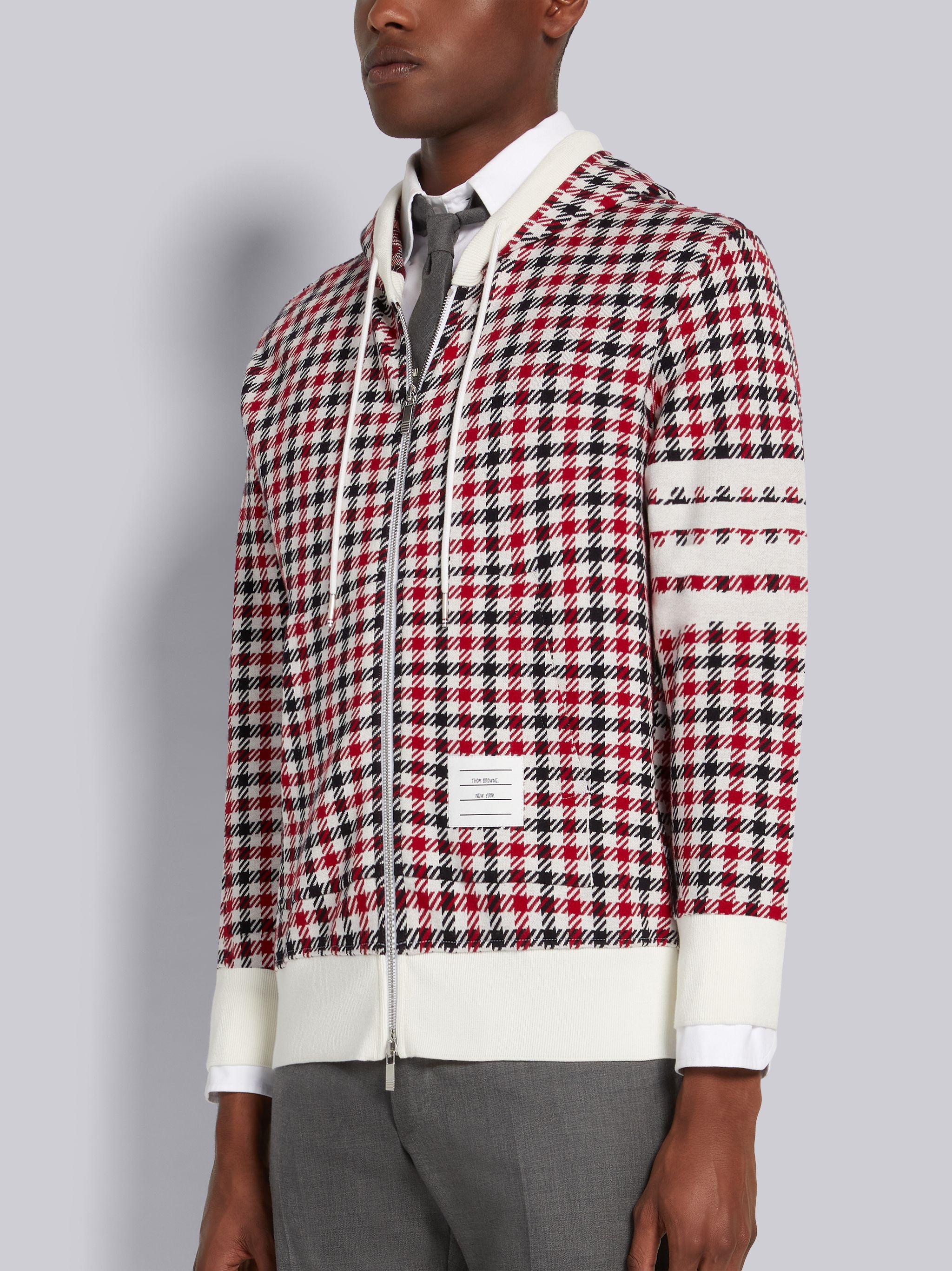 Multicolor Cotton Gunclub Check Jacquard 4-Bar Zip-up Hoodie - 2