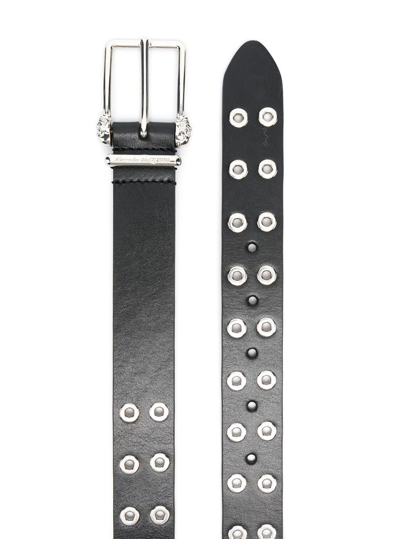 Alexander McQueen eyelet-studded calf leather belt outlook