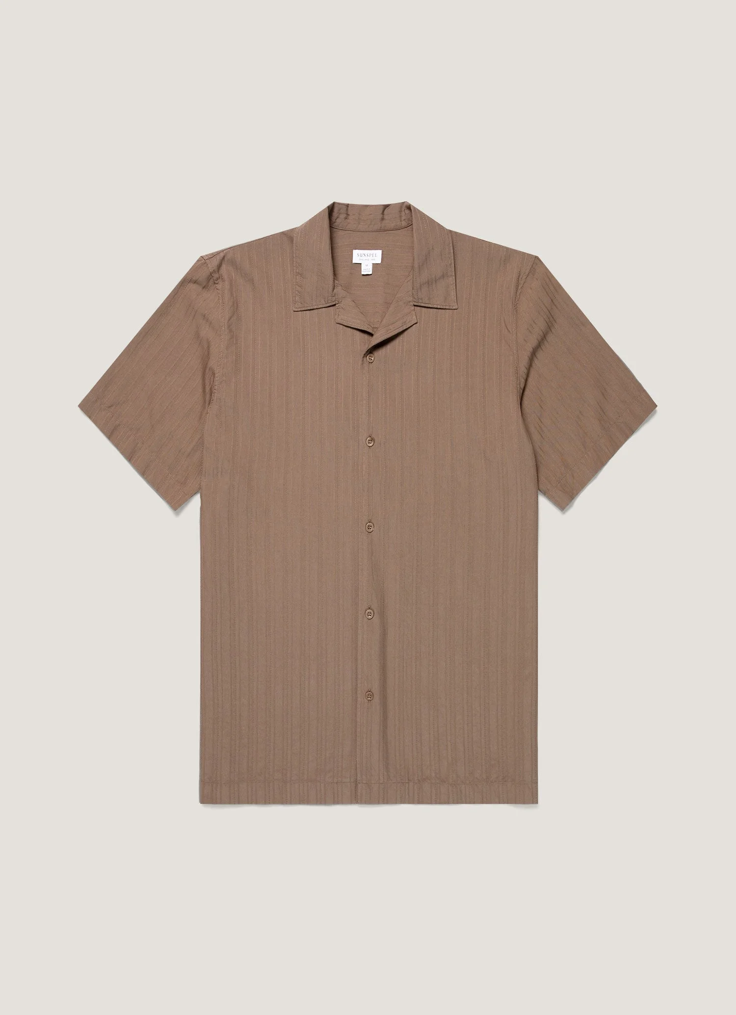 Textured Stripe Camp Collar Shirt - 1