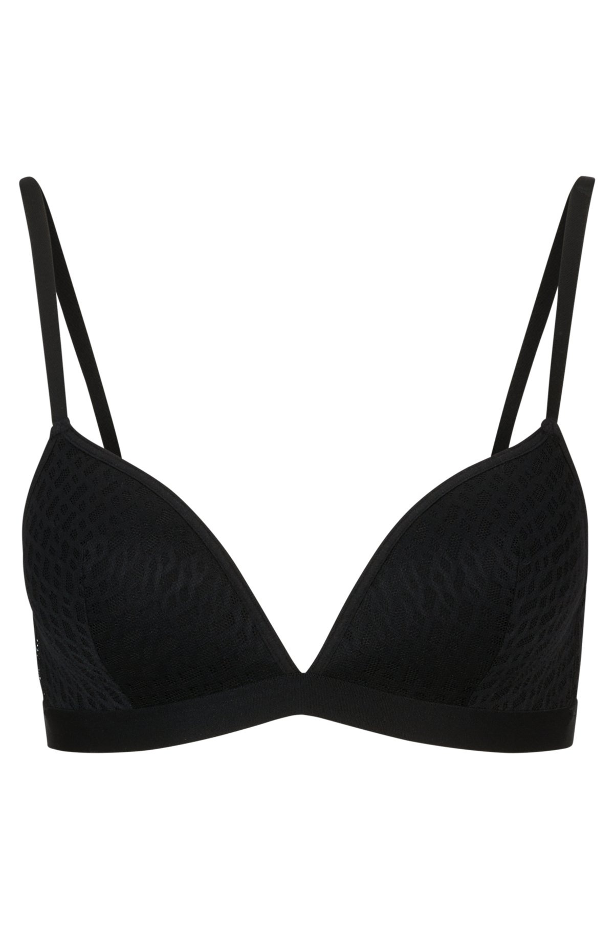 PADDED TRIANGLE BRA WITH MONOGRAM PATTERN AND ADJUSTABLE STRAPS - 1