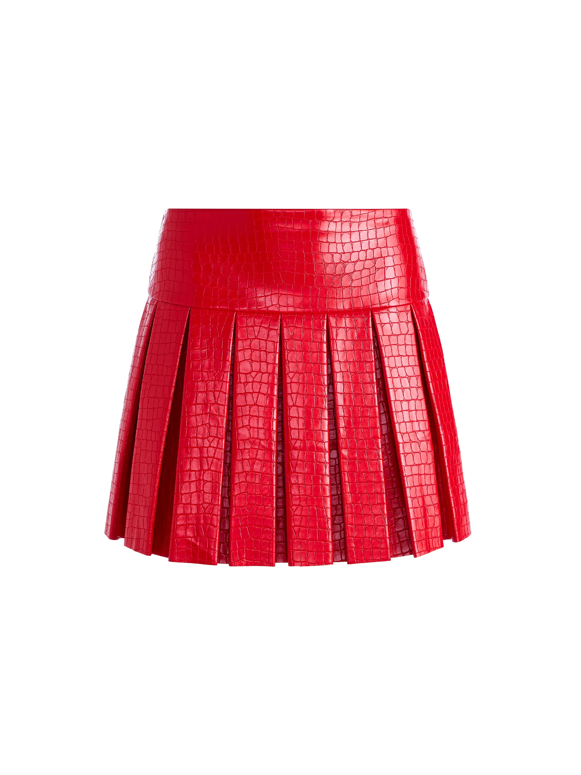 EMILIE VEGAN LEATHER PLEATED MINI SKIRT - 1