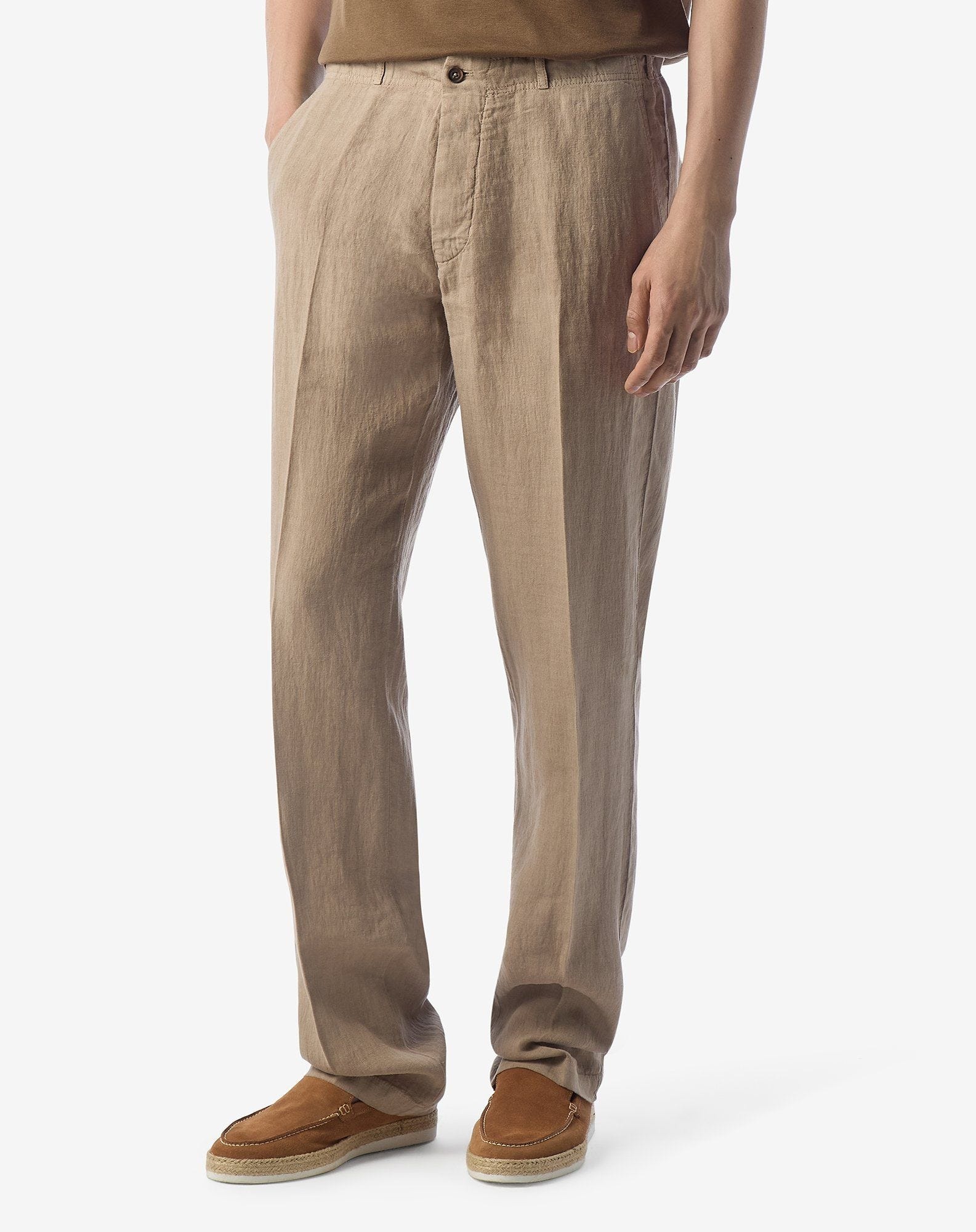 Beige pure linen trousers - 3