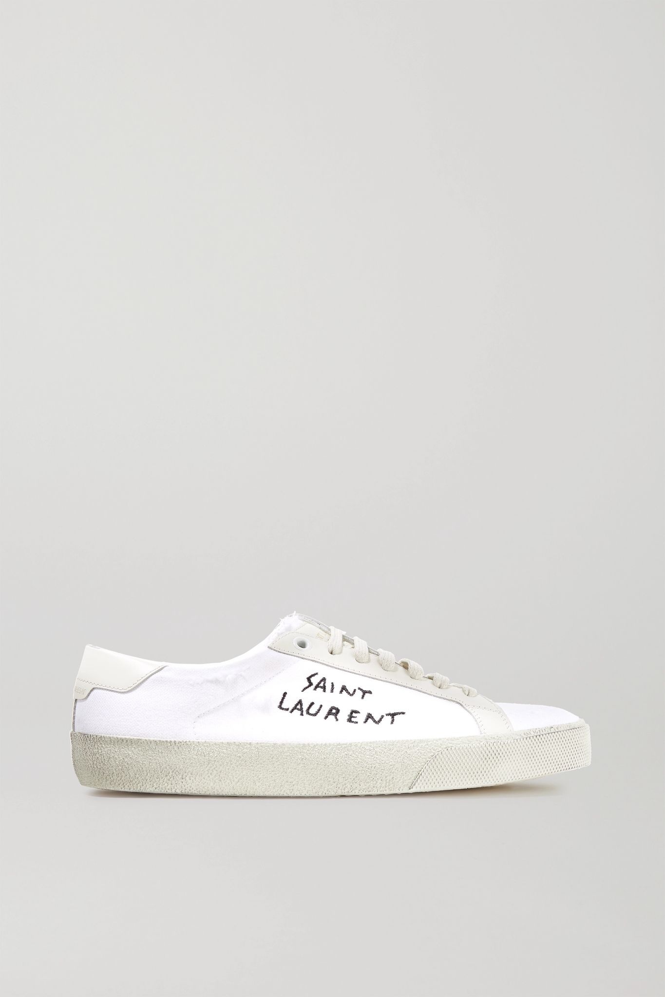 Court Classic leather-trimmed logo-embroidered distressed canvas sneakers - 1