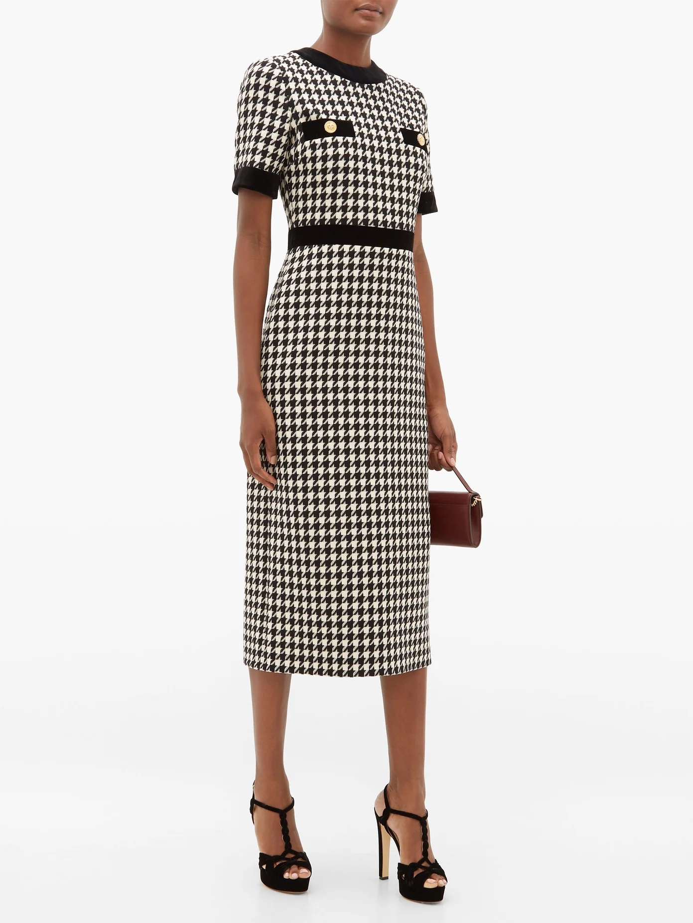 Houndstooth wool-blend dress - 2