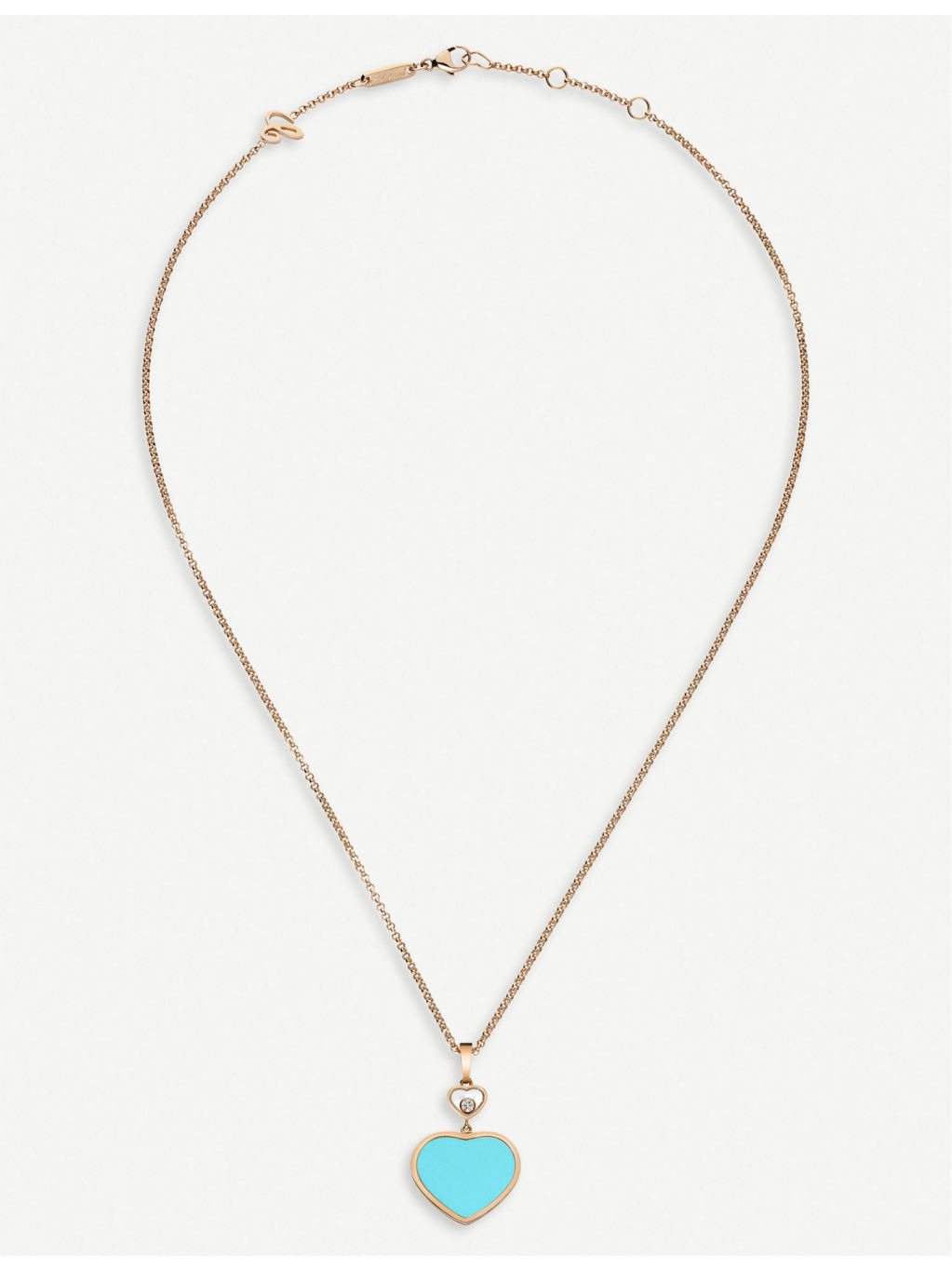 Happy Hearts 18ct rose-gold, diamond and turquoise necklace - 5