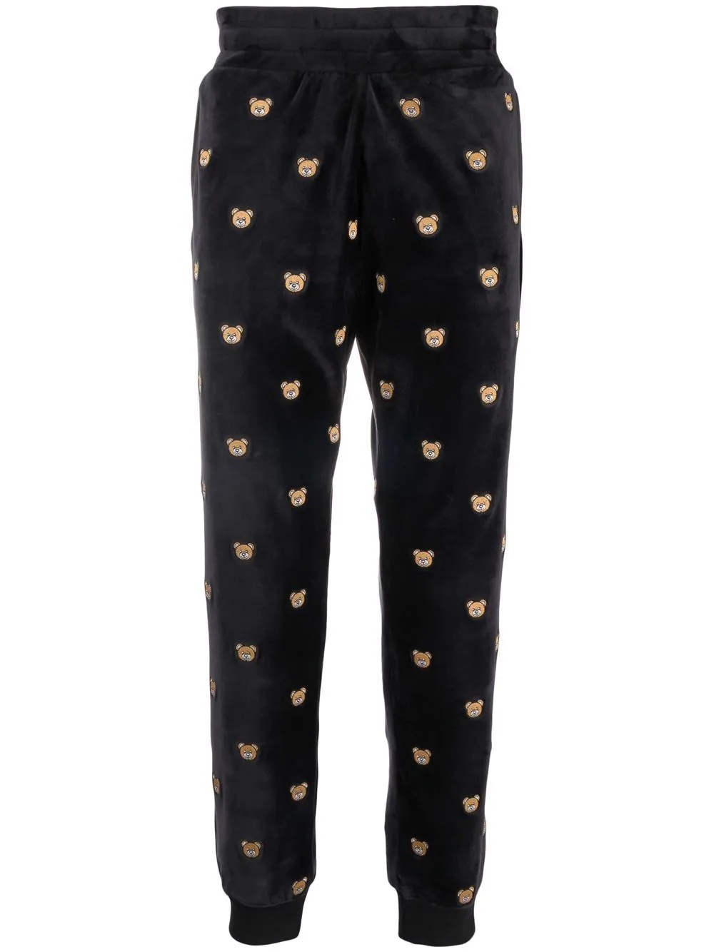 Teddy-embroidered velour track pants - 1