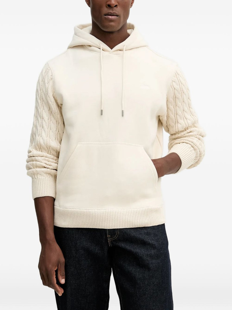 cable-knit logo-detail hoodie 1