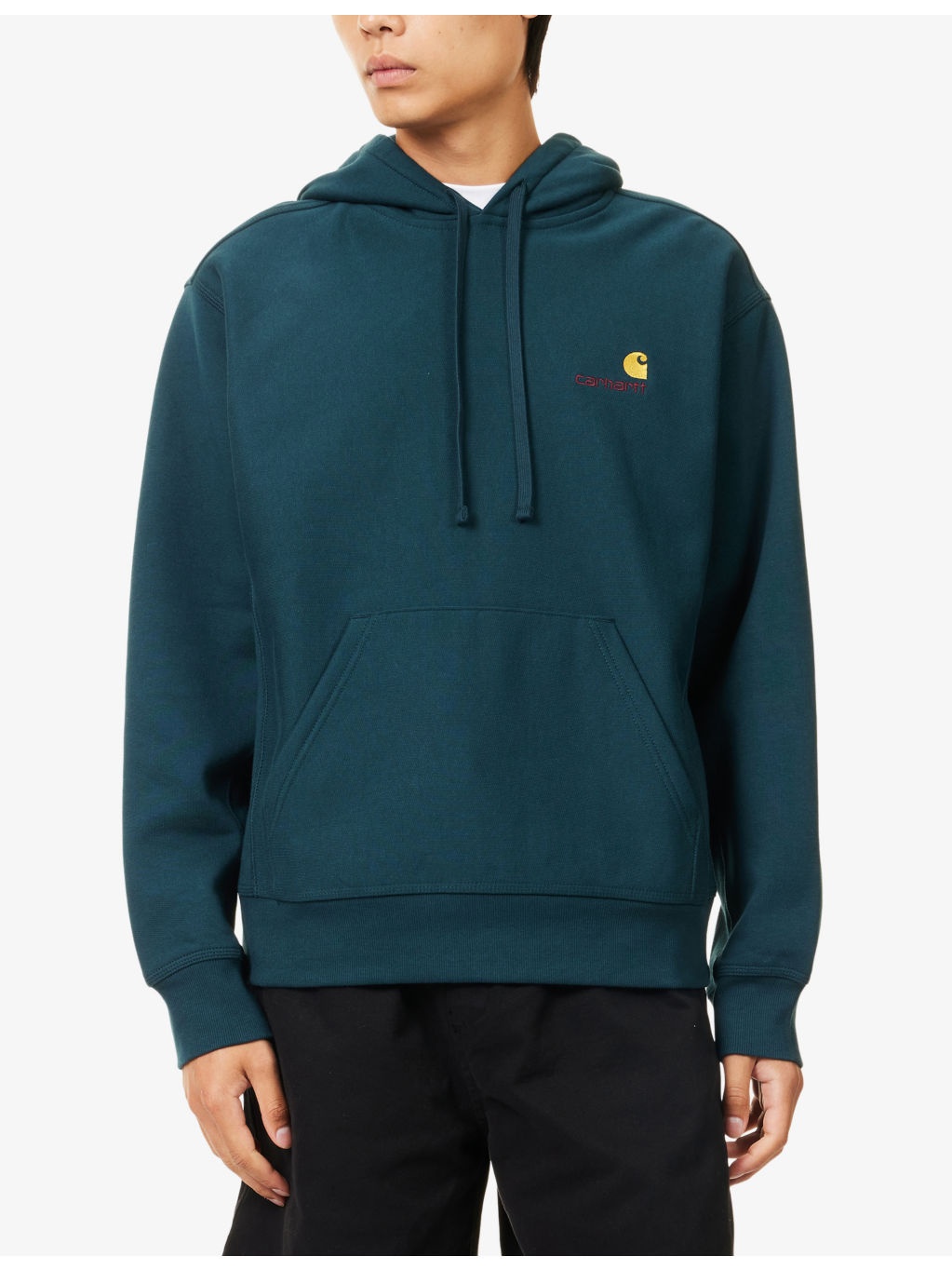 American Script Logo-Embroidered Cotton Hoody - 3