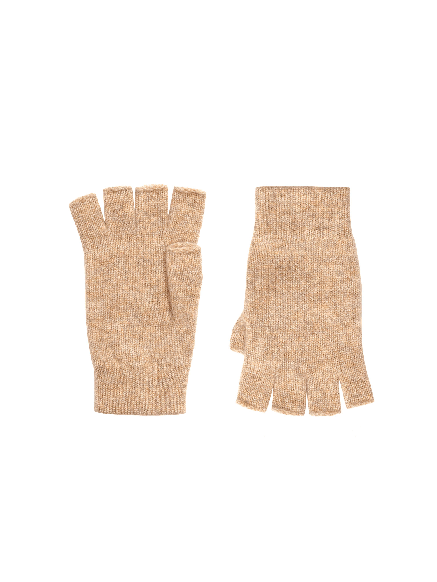 Cashmere Fingerless Gloves - Oatmeal - 2