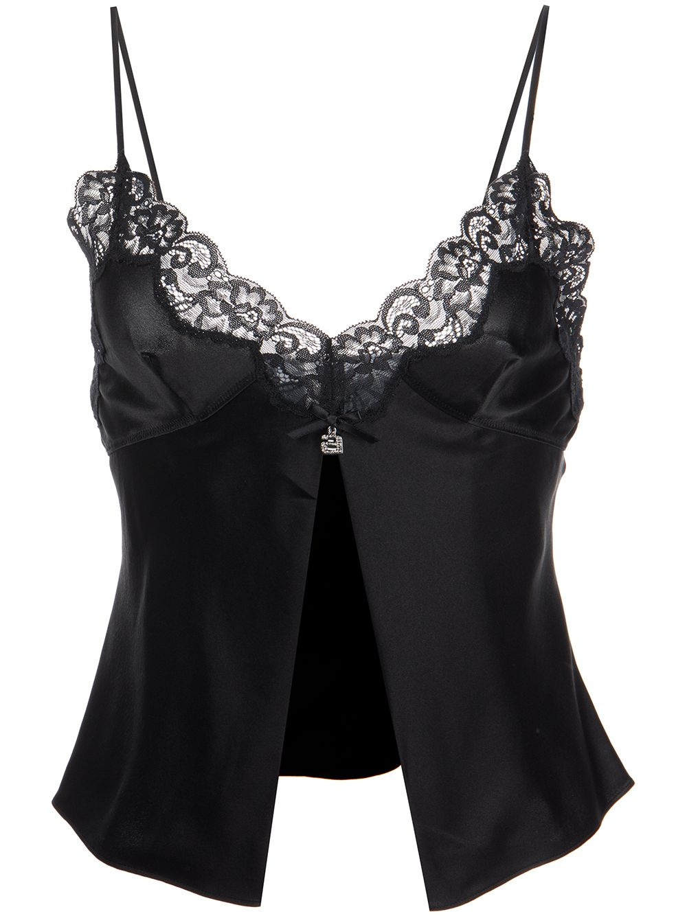 lace-trim silk camisole - 1