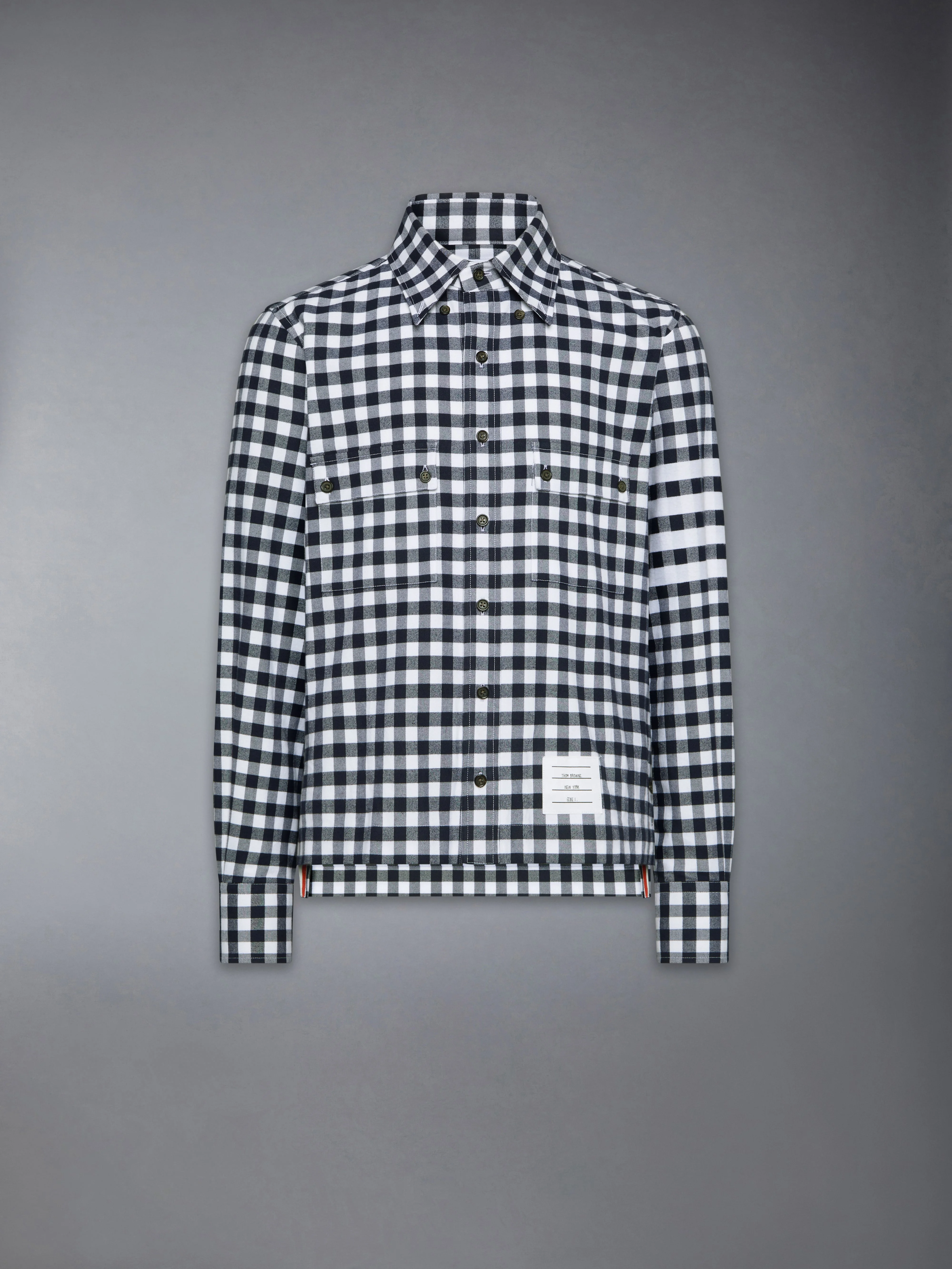 GINGHAM CHECK FLANNEL 4-BAR UTILITY SHIRT - 1