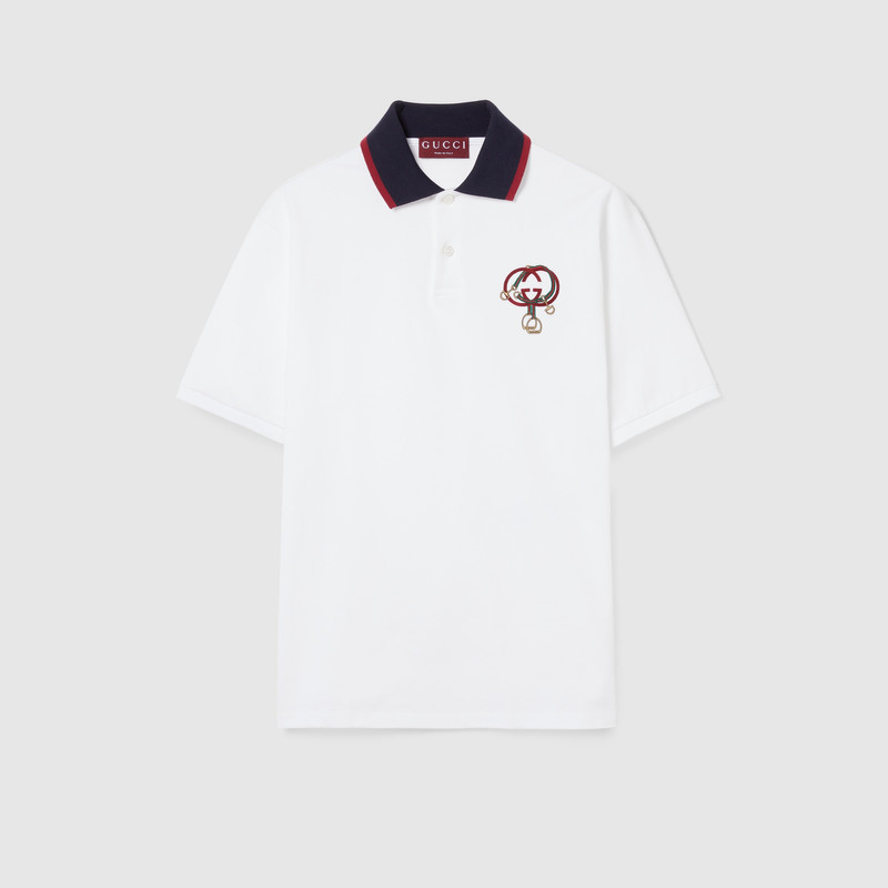 Cotton piquet polo shirt with embroidery 1