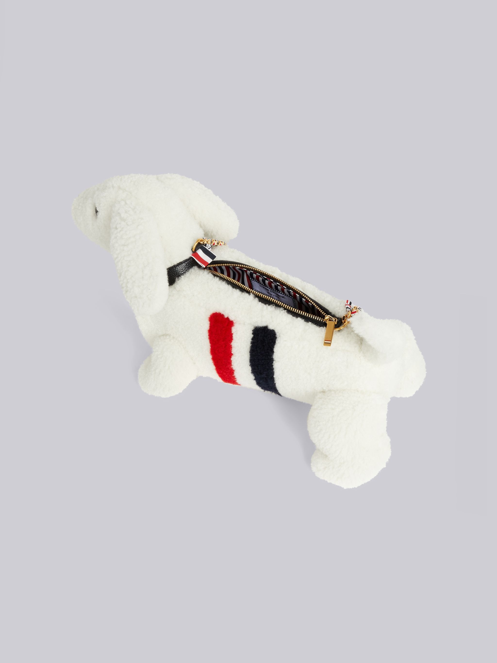 White Curly Merino Shearling Intarsia Stripe Mini Hector Bag - 5