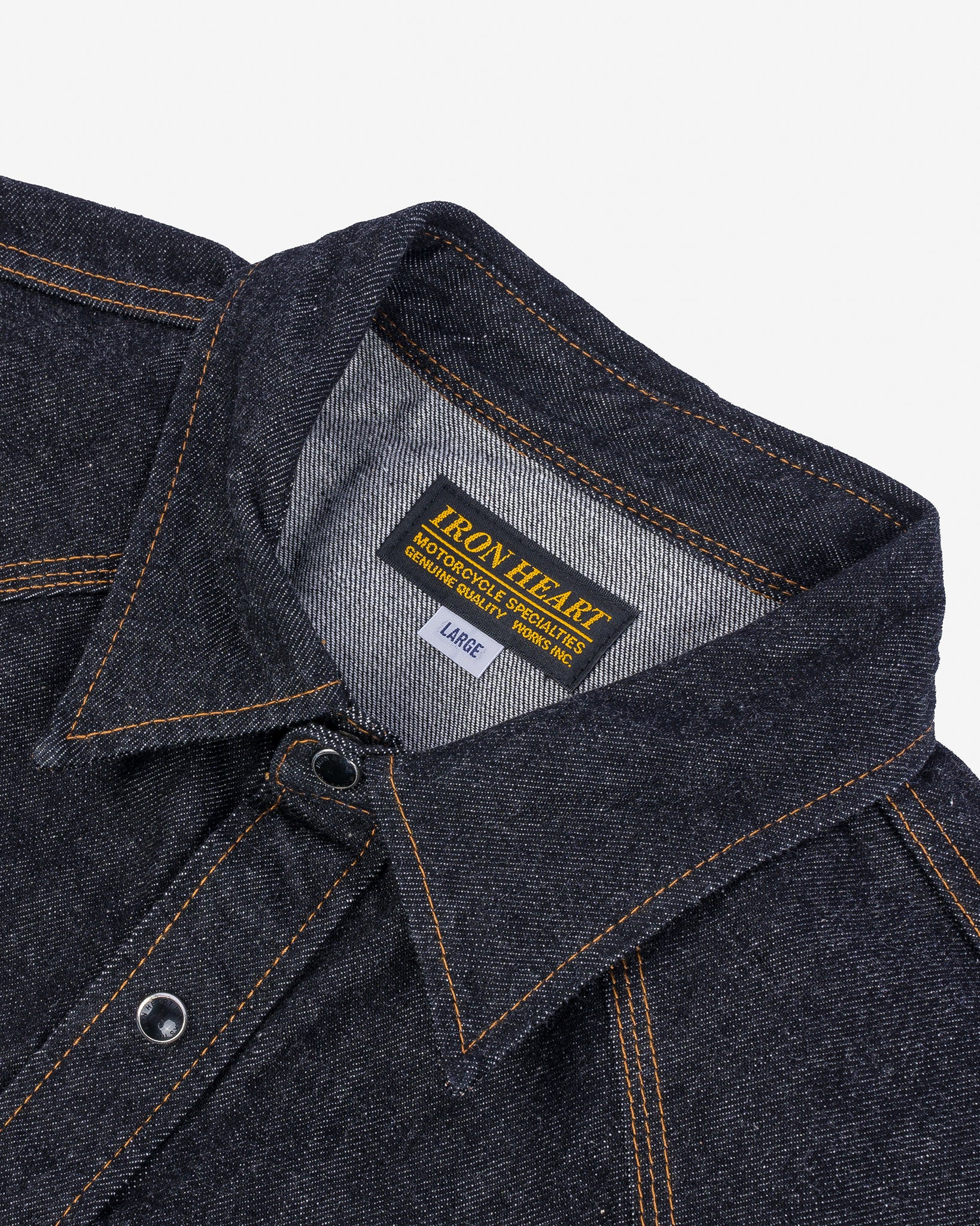 IHSH-33-BLK 12oz Selvedge Denim Western Shirt - Black - 13