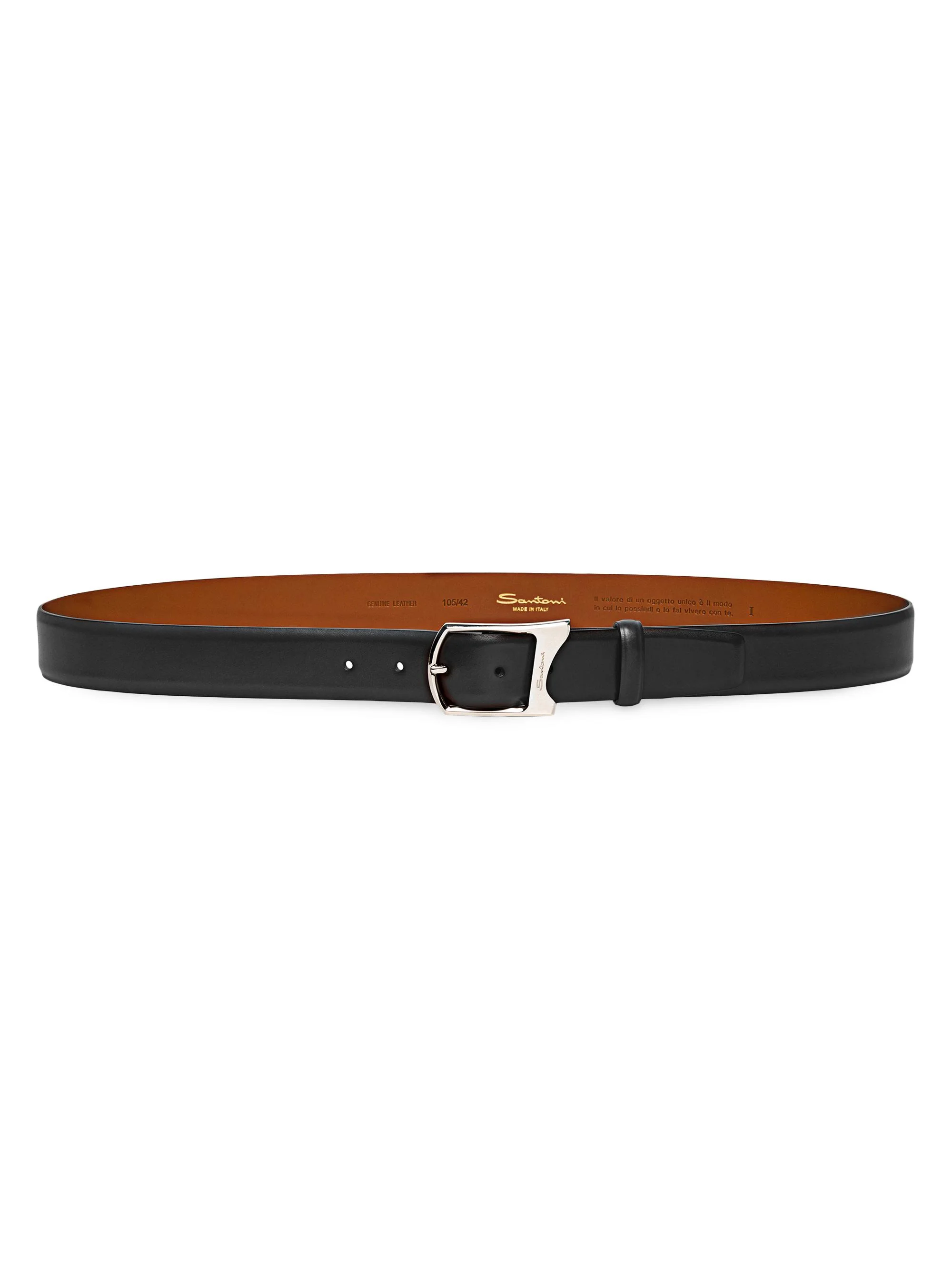 Men's Leather Belt - Black - 1