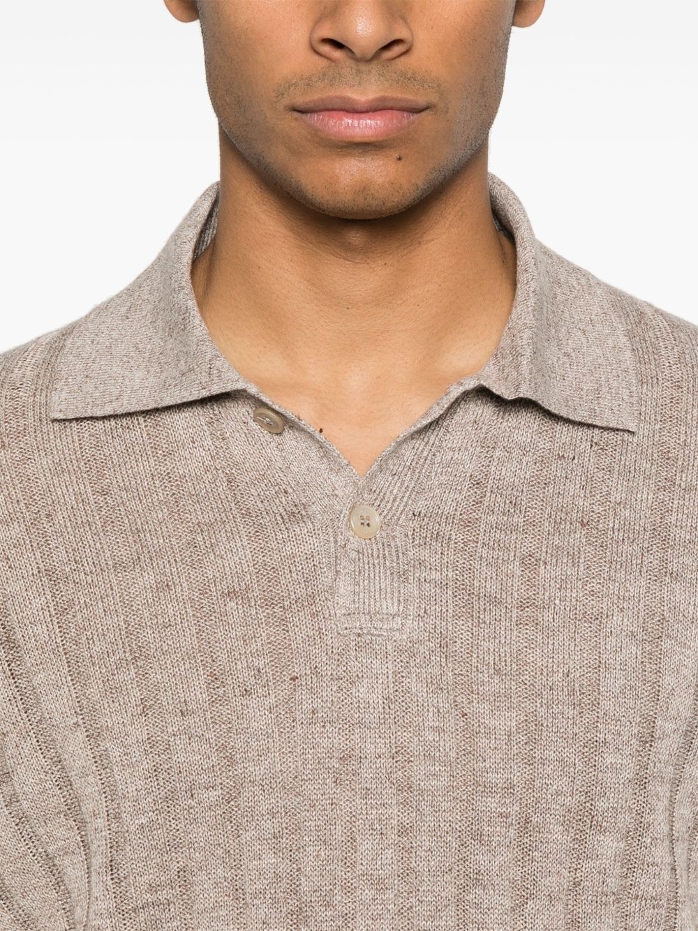 ribbed-knit polo shirt - 4