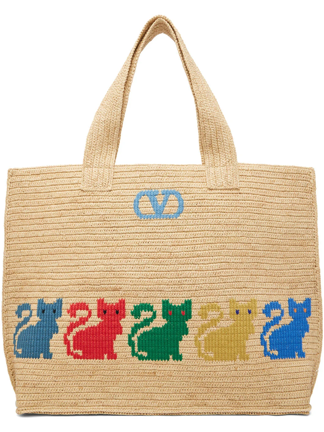 Beige Raffiachat Large Raffia Shopping Tote - 1