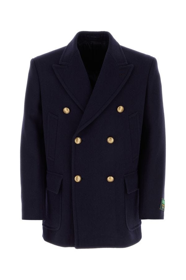 Gucci Man Navy Blue Wool Coat - 1