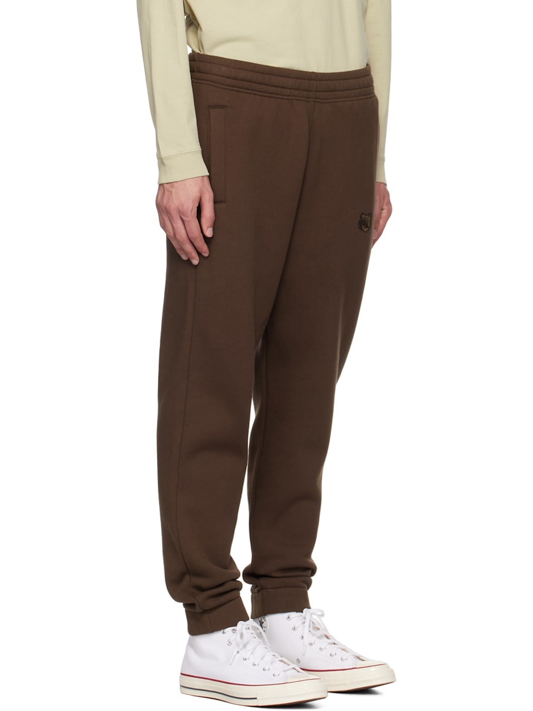 Brown Bold Fox Head Patch Sweatpants - 2