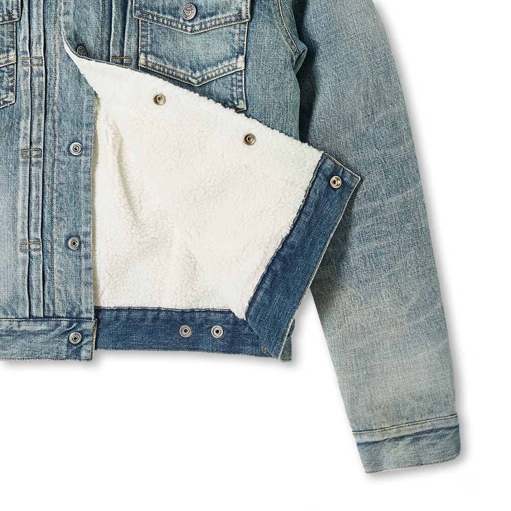 Balmain Faux Shearling Logo Denim Jacket - 2