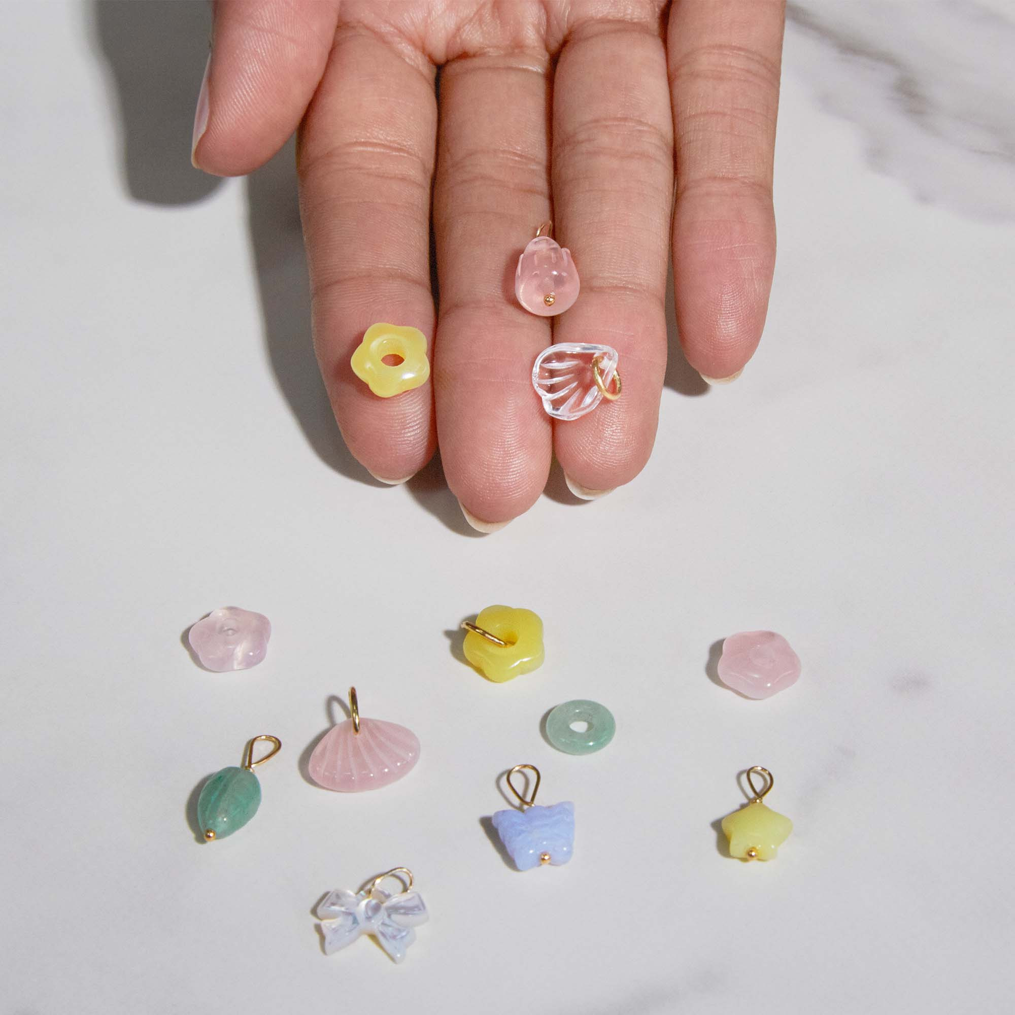 Flower Hoop Charms Set - 5