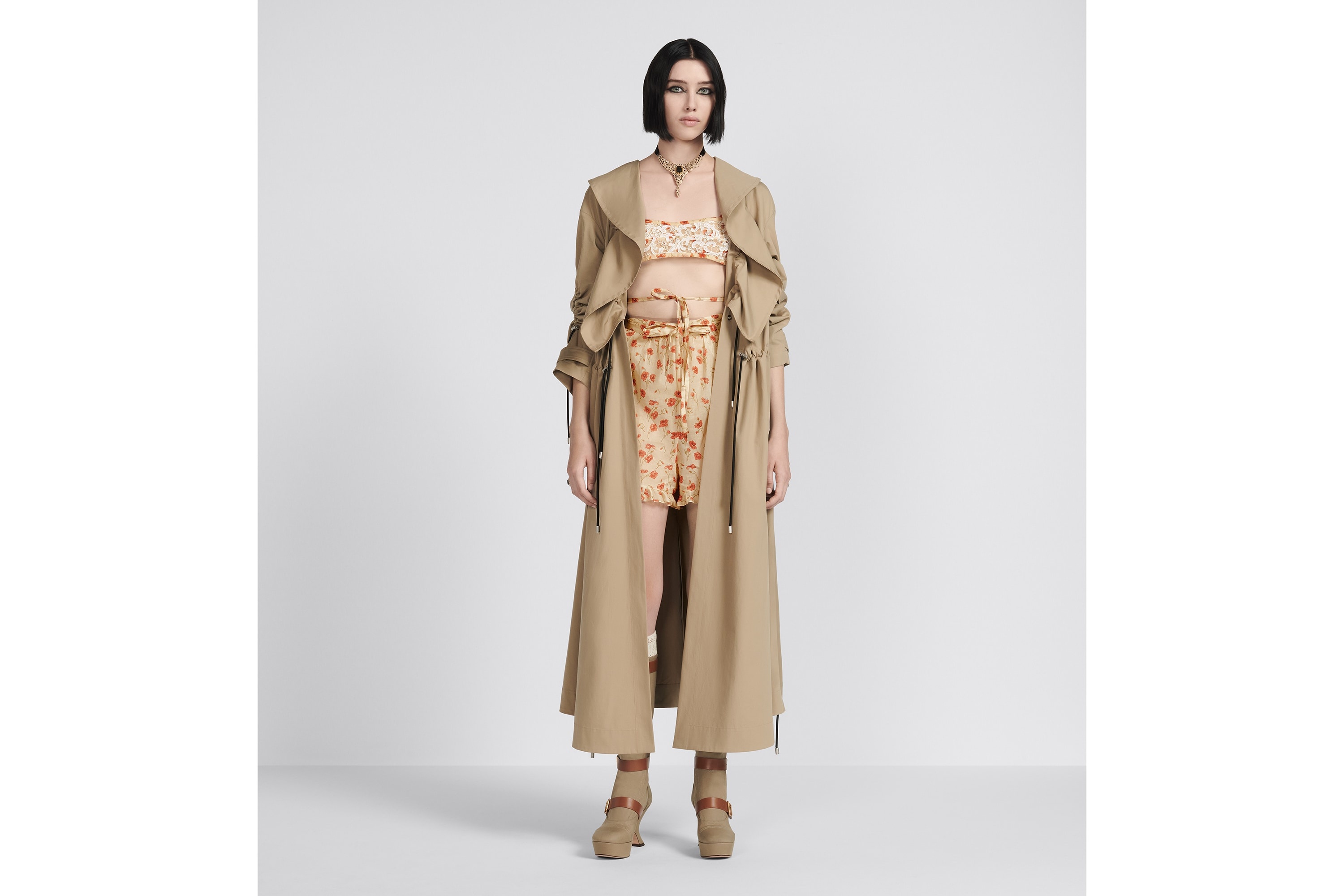 Trench Coat with Ruffles - 2
