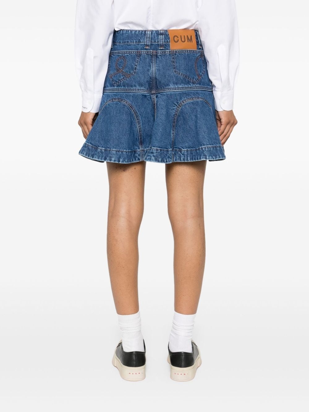 flared denim miniskirt - 4