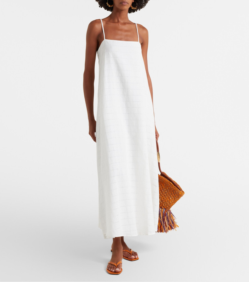 ASCENO Melfi checked linen and cotton maxi dress outlook