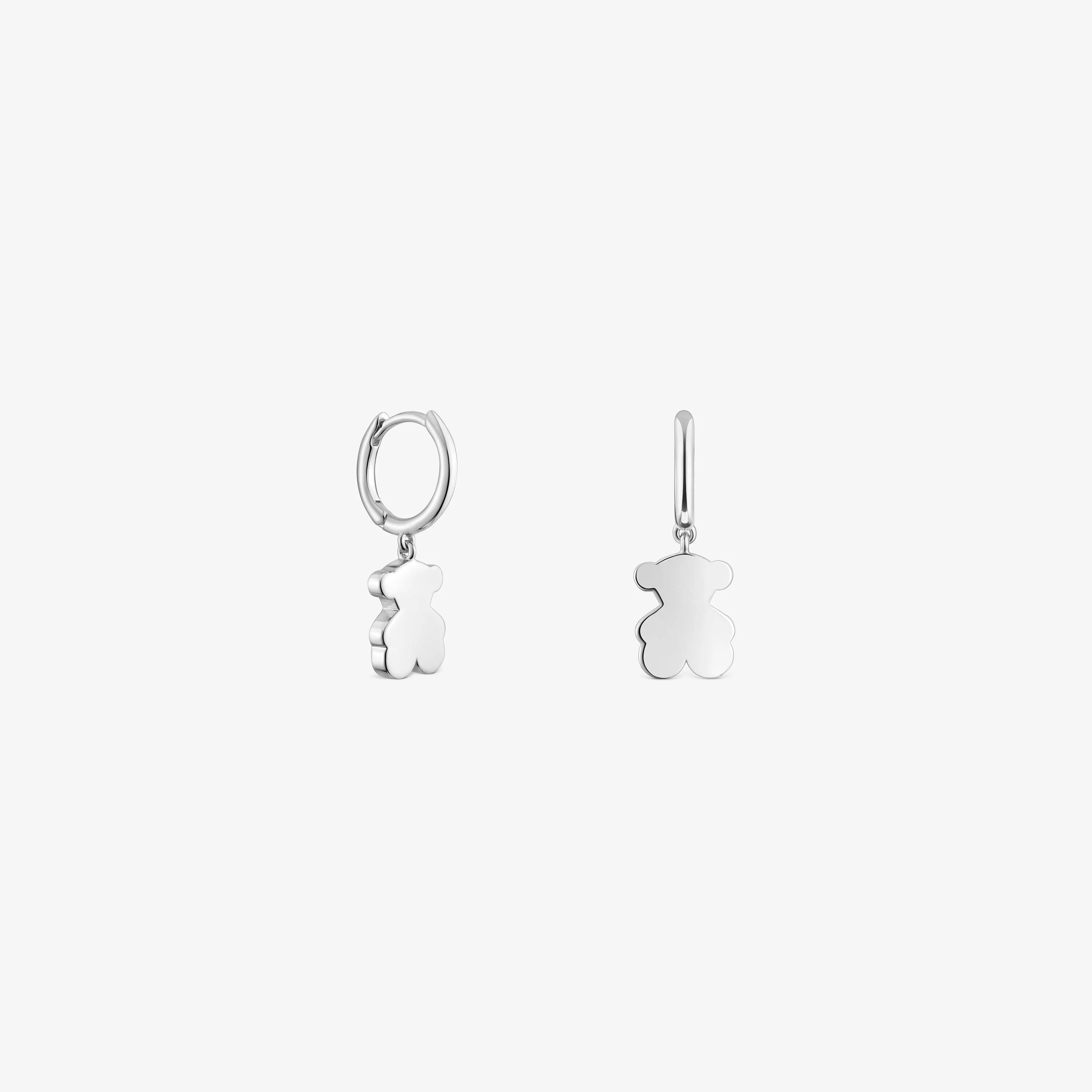 Silver Hoop earrings with bear pendant charm Sweet Dolls - 1