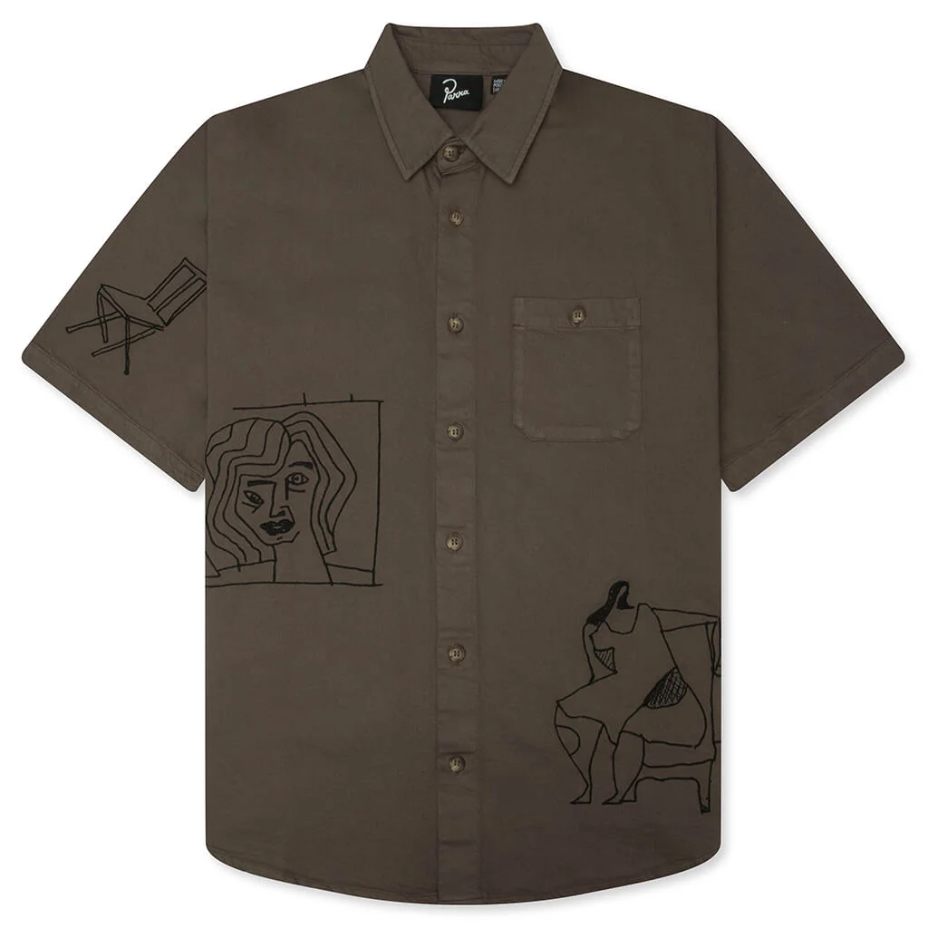 CROOKED FACE S/S SHIRT - BROWN - 1