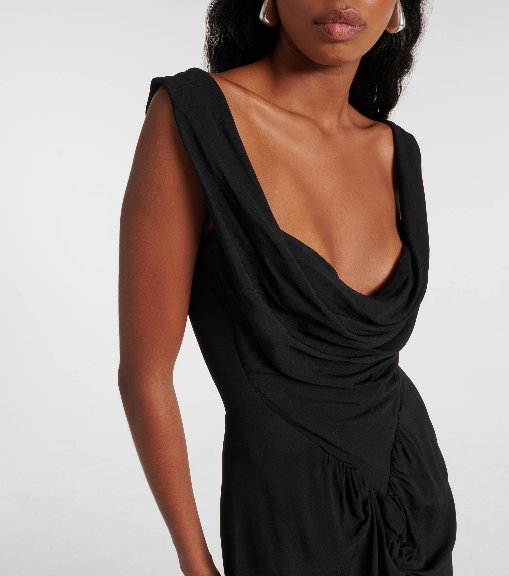 Panther gathered asymmetric maxi dress - 4