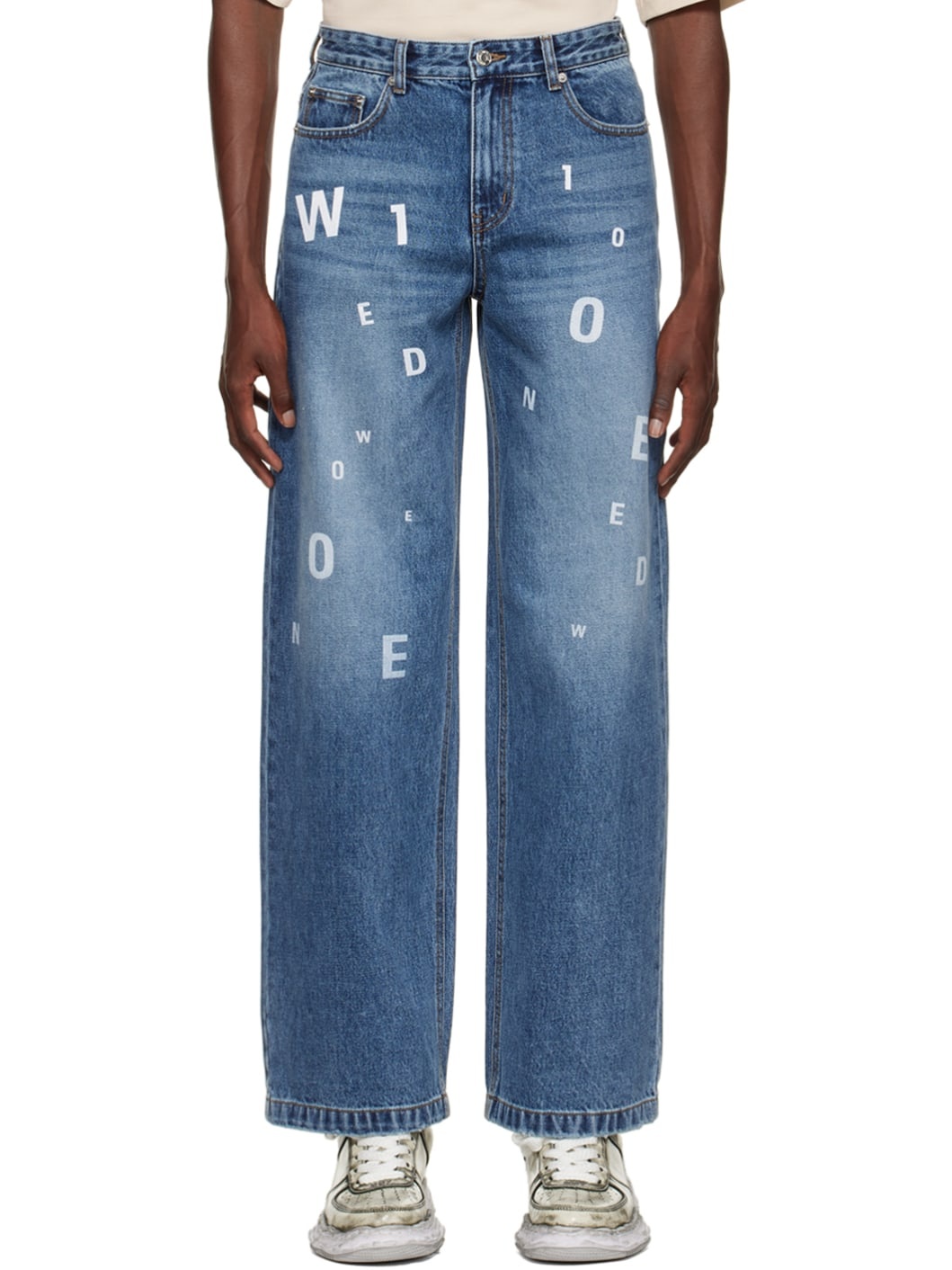 Blue Printed Jeans - 1